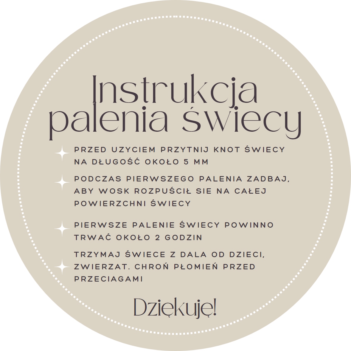 

Naklejki Instrukcja Palenia Świecy 5 CM 60 Szt