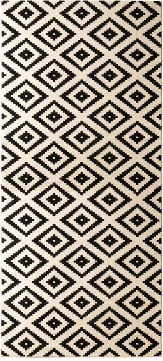 Běhoun 80x200 cm do chodby-předsíně, moderní, černo krémový, měkký