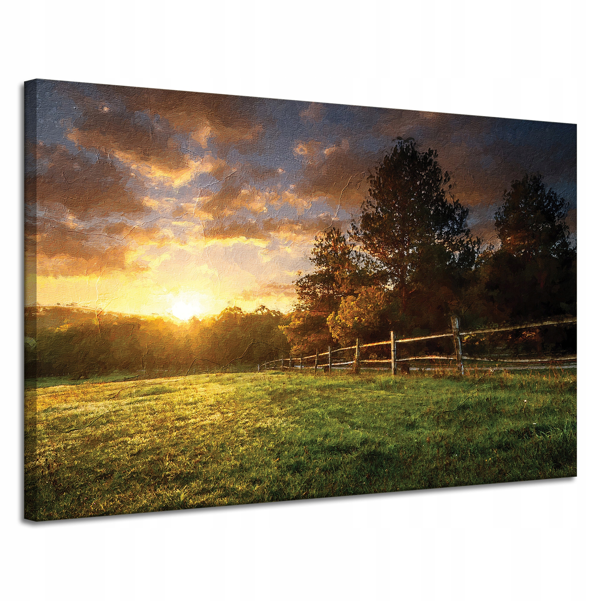 Obraz na plátně Slunce Krajina Venkov Stromy Louka 120x80 cm