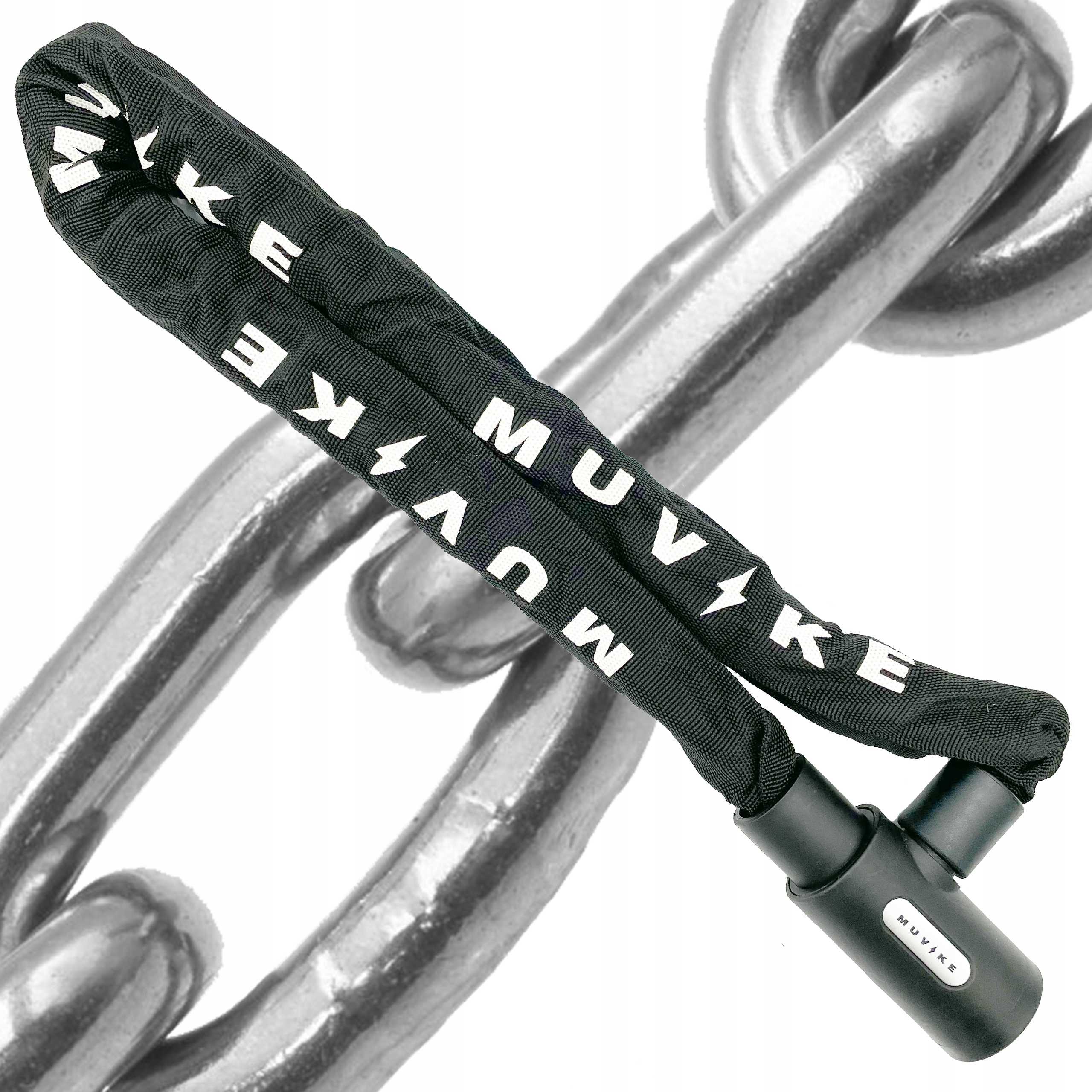 ZAPIĘCIE ROWEROWE ŁAŃCUCH ZAPIĘCIE DO ROWERU MUVIKE SOLID 900/10K 90cm 10mm Kolor dominujący czarny
