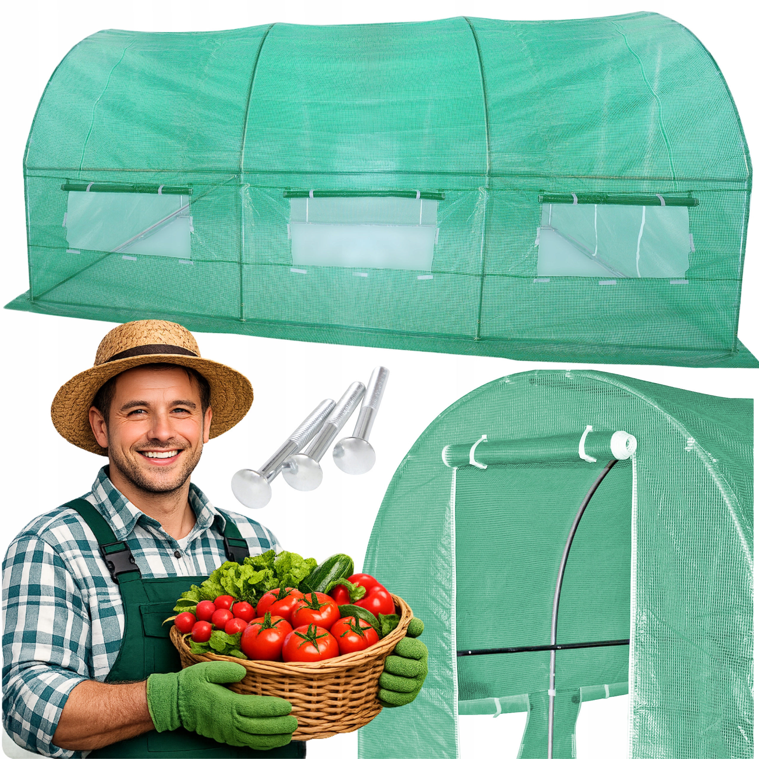 Fóliový Tunel 2,5x5 m Zahradní Skleník 12,5 m2 Zelená Odolná Fólie