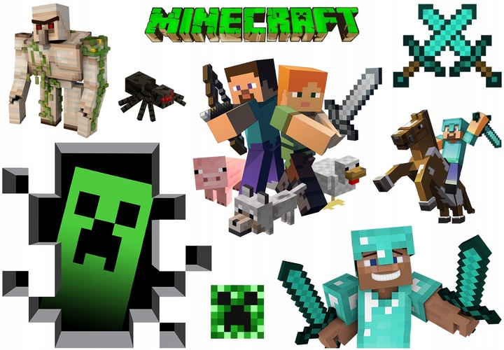 TATUAŻE ZMYWALNE DLA DZIECI MINECRAFT DUŻO WZORÓW