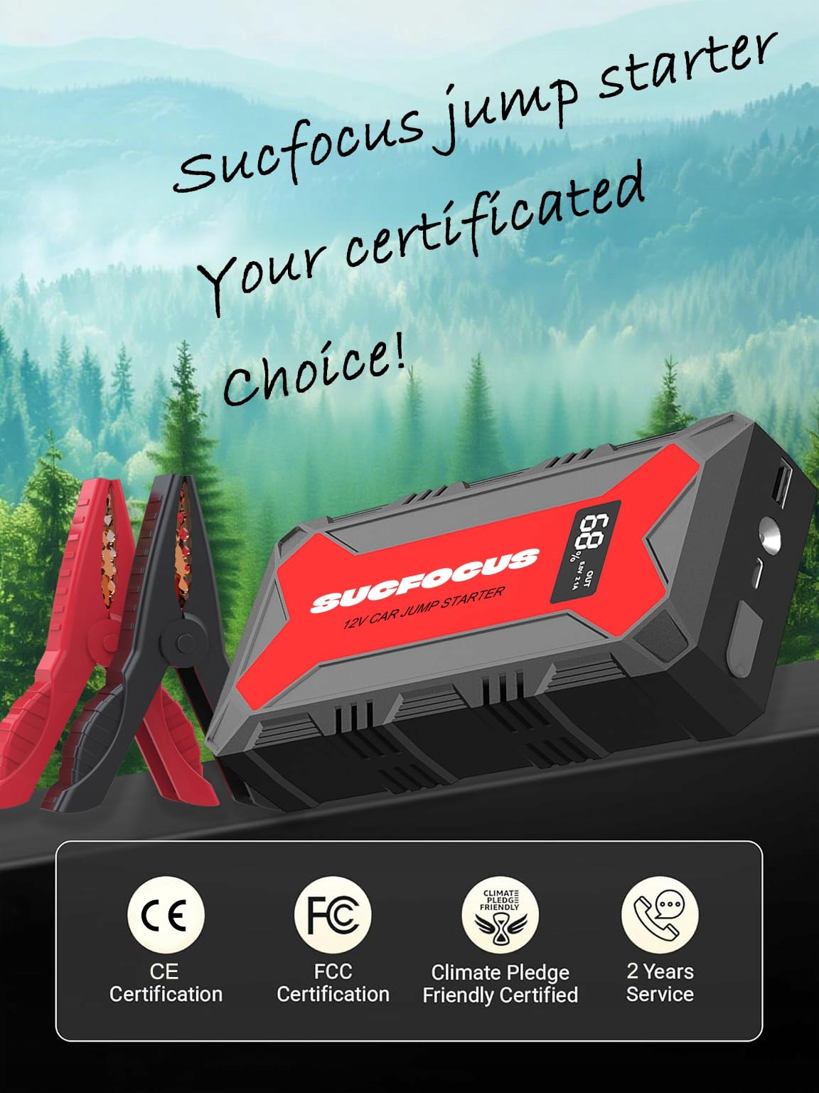 POWKEY Powerbank Rozruchowa 2000A Do Samochodów Benzyna Diesel LED USB — miniatura 11