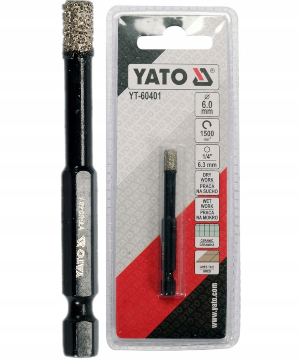 

Wiertło Diamentowe Do Gresu Glazury 6MM Hex Yato