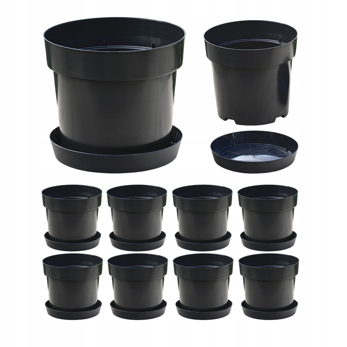 Výrobní květináče DonKwiat RW7 7L 24 cm kulaté s podstavcem x 10 Ks.