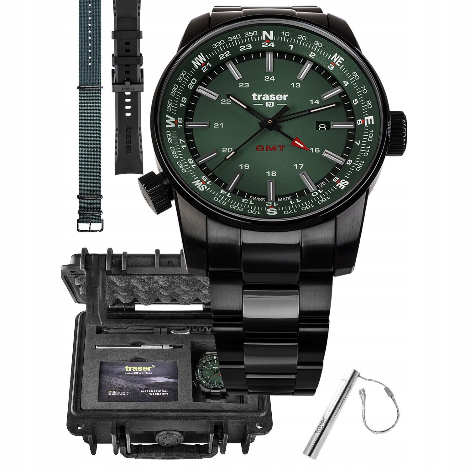 Pánské Hodinky Traser TS-109525 Set, černý náramek