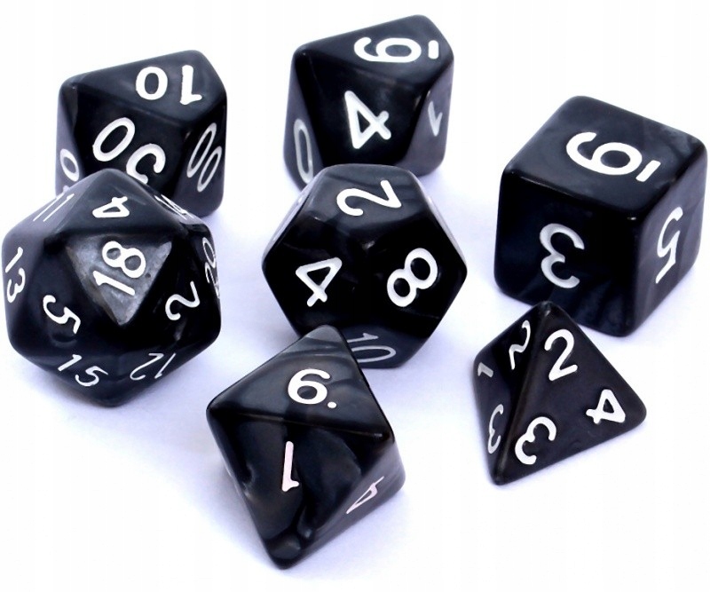 

Rebel Komplet kości Rpg Perłowe Czarne