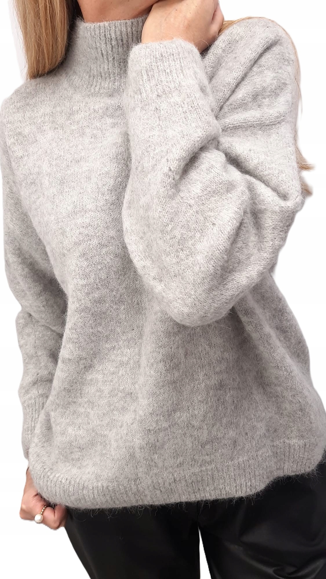 Cocomore Yarn Svetr s golfem Premium Alpaka Vlna Šedá New