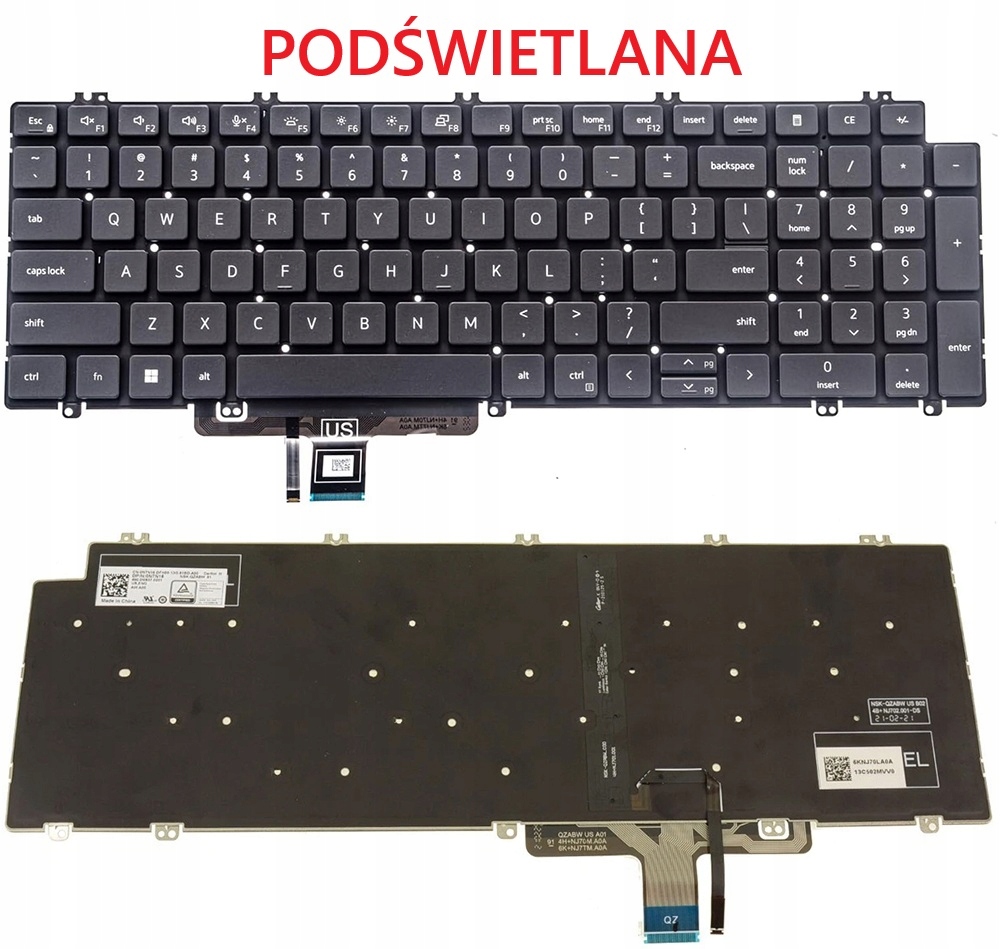 Nová Klávesnice Dell 0N7N16 N7N16 0RGHTP Rghtp Originální Podsvícení Pl/us