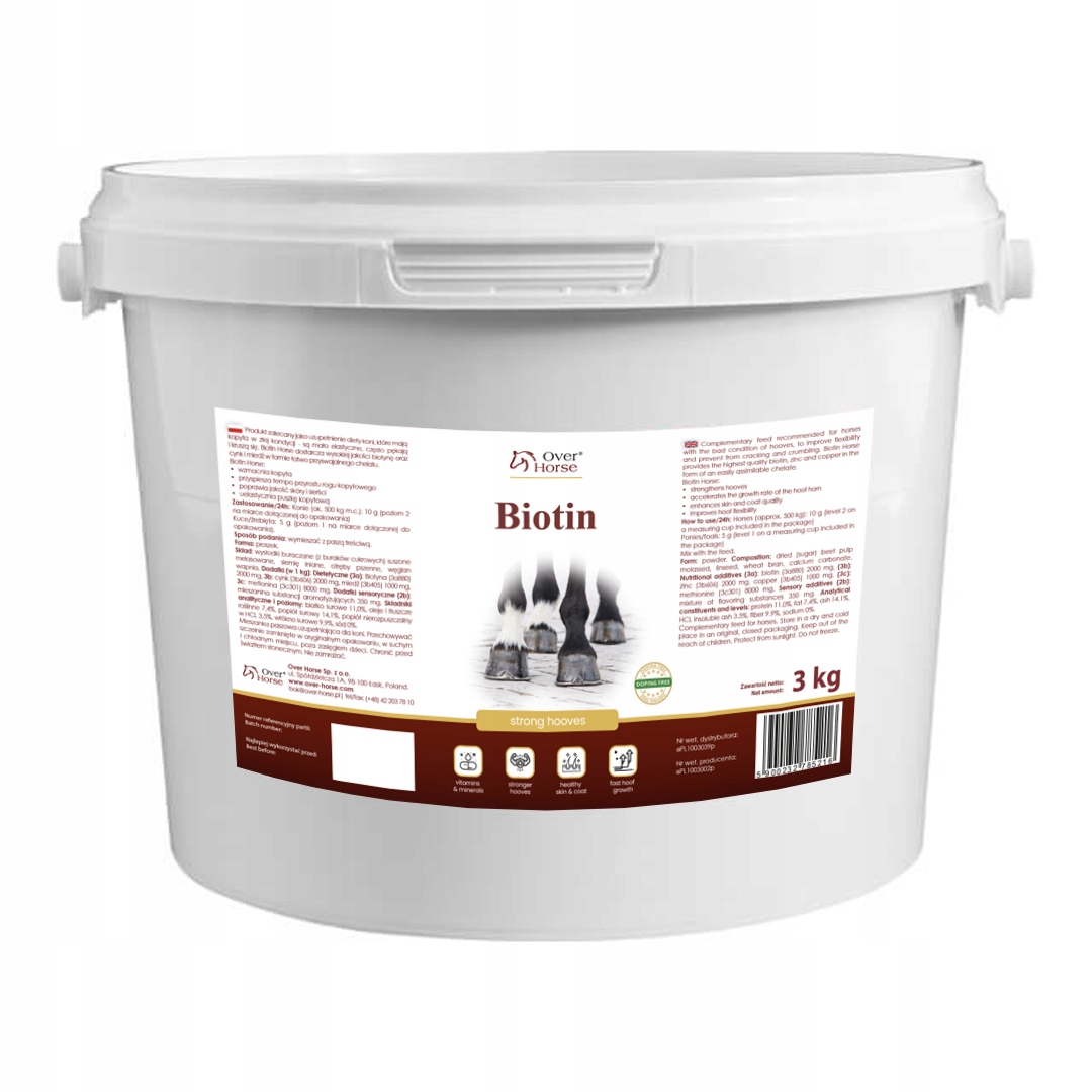 Biotin pro koně, doplněk stravy proti kopytům Over Horse Biotin Horse 3 kg