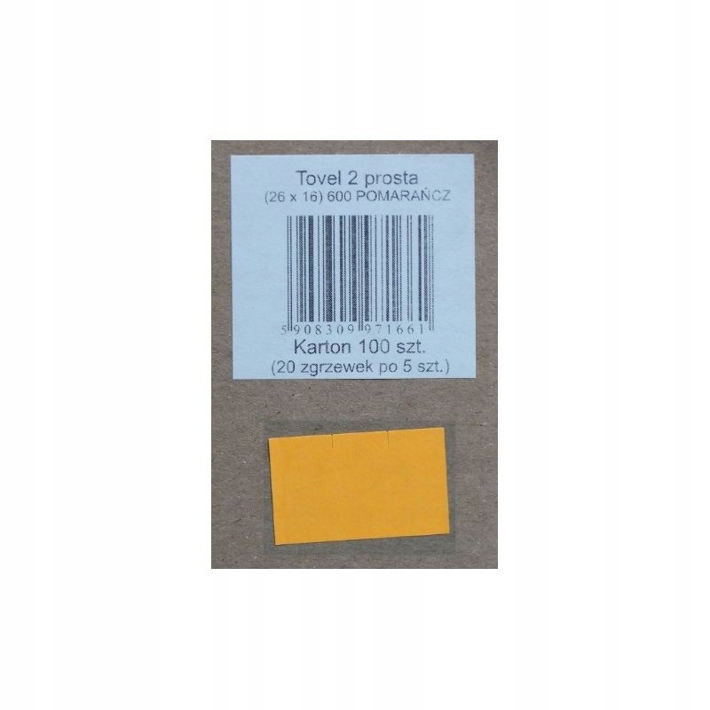 ETYKIETA METKA PROSTA 2 RZĘDOWA POMARAŃCZOWA 5 SZT