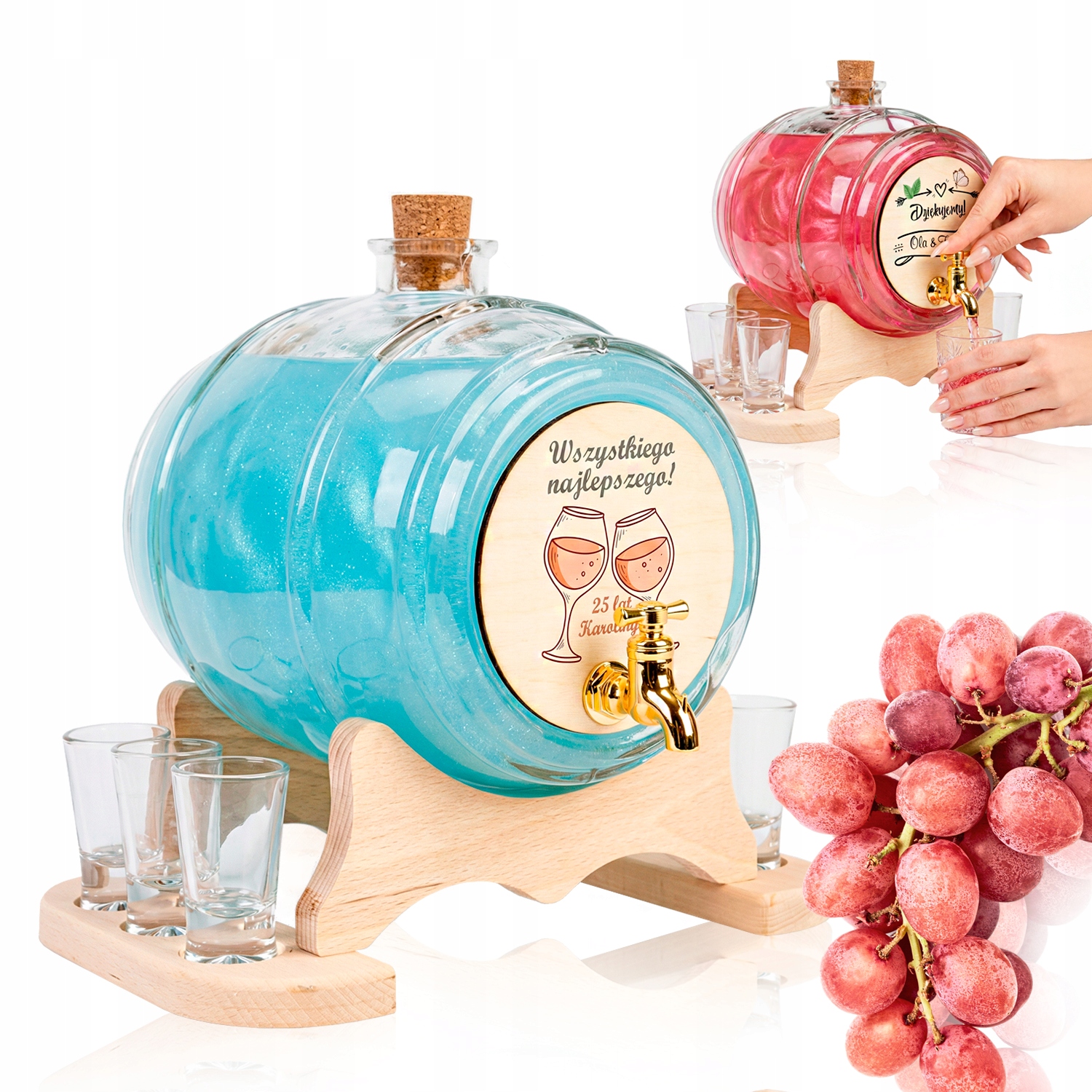 Beczka 4 L Sklenená Karafka S Kohútikom Na Alkohol Bimber Darčeková Tabuľka