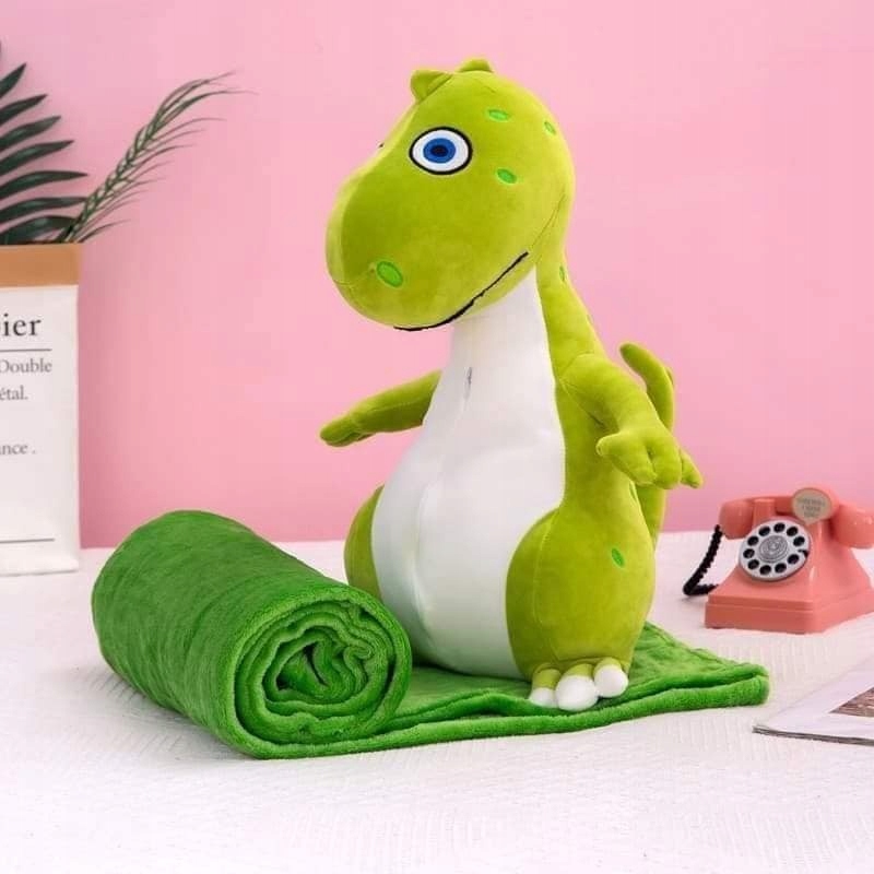 

Koc Maskotka 2 W 1 Poduszka Dinozaur Zielony