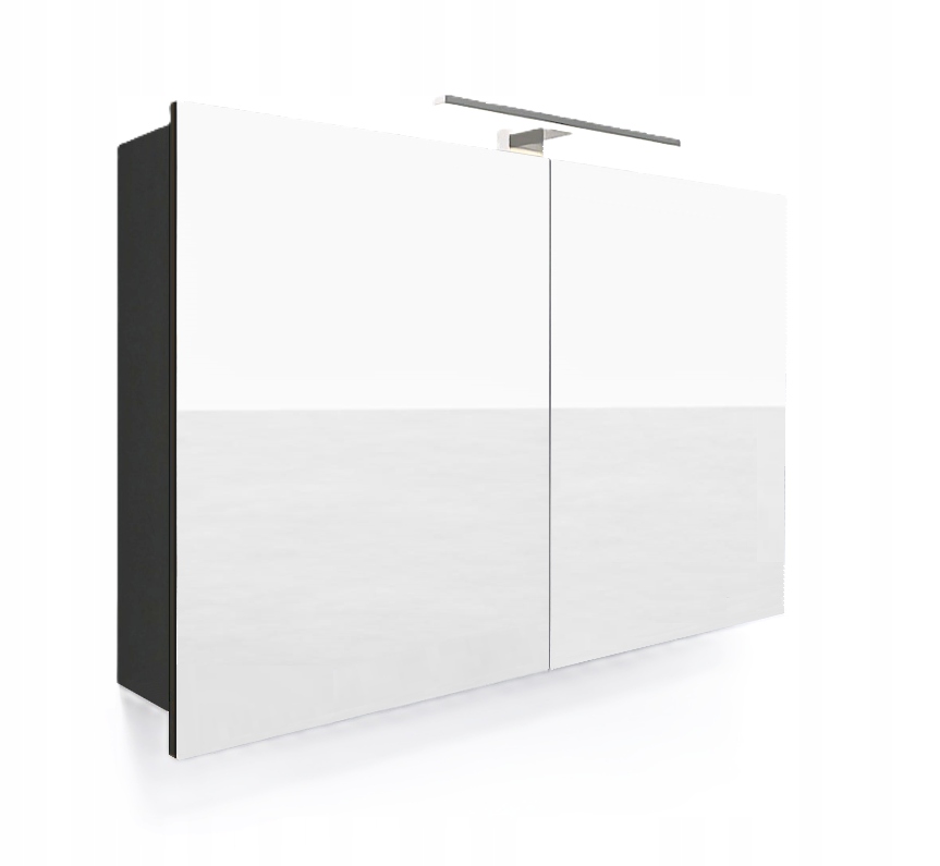Koupelnová Skříňka Se Zrcadlem A Led Osvětlením 100 cm Černá Matná