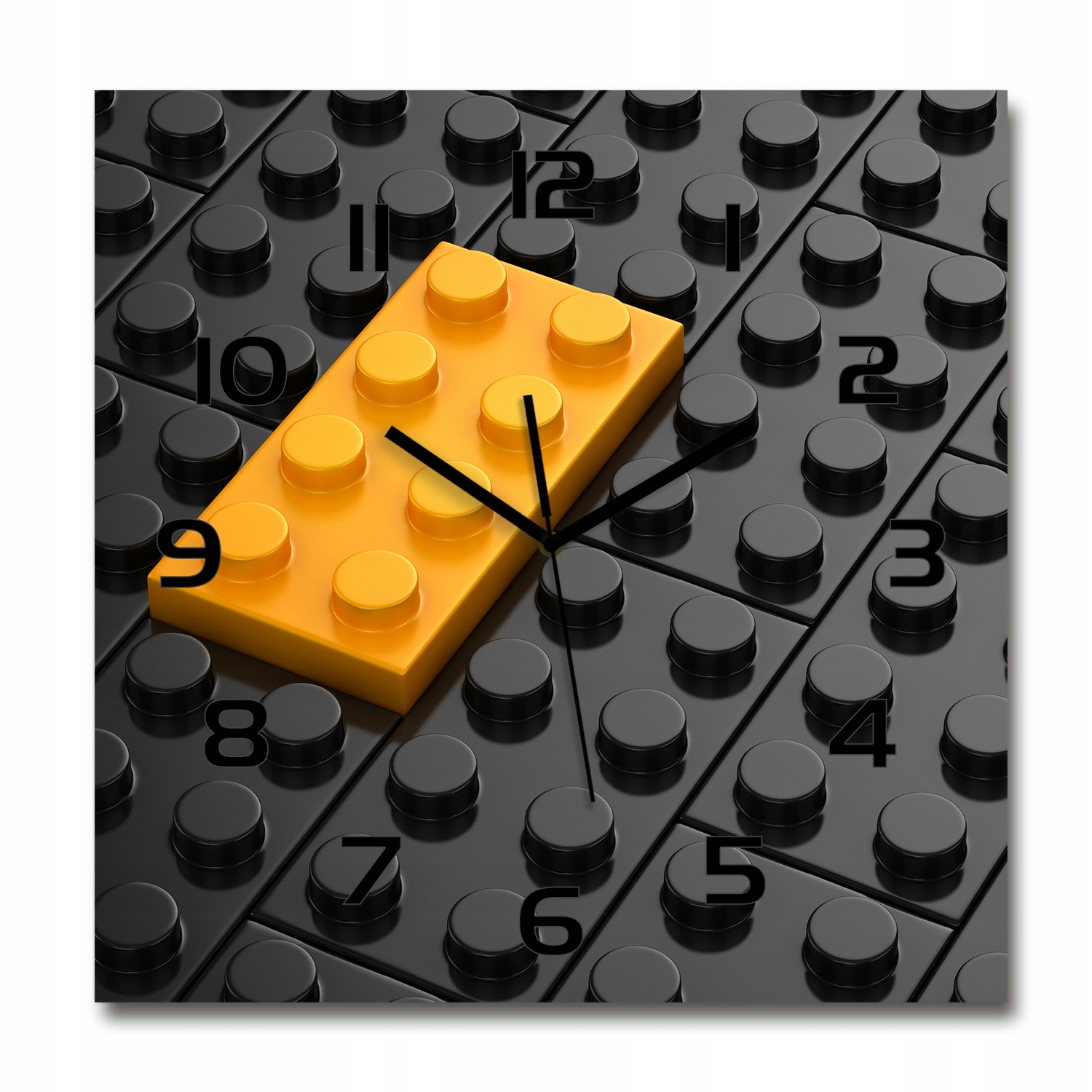 Veľký štvorcový sklenený hodinový strojček Lego 60x60 cm