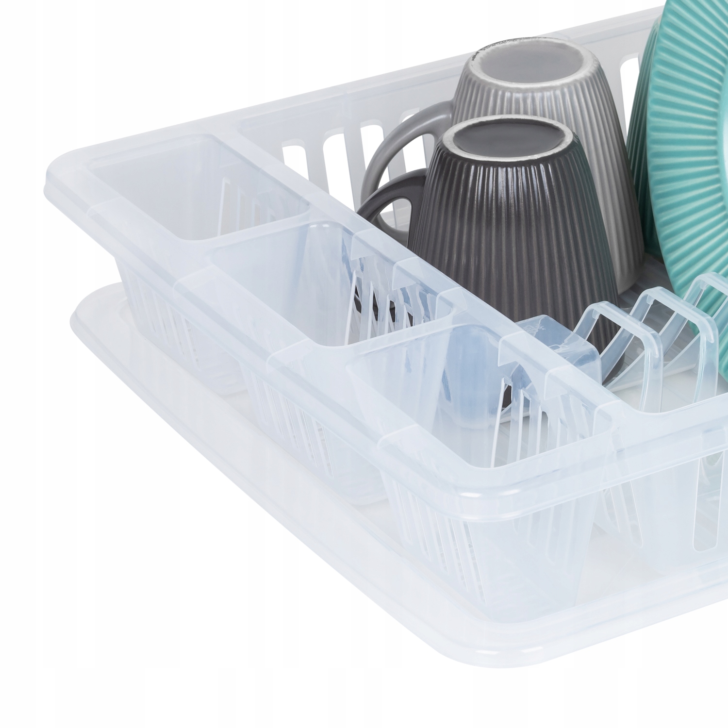 JEDNOPOZIOMOWA TRANSPARENTNA SUSZARKA OCIEKACZ DO NACZYŃ 37X46X9CM Marka Praktyczna