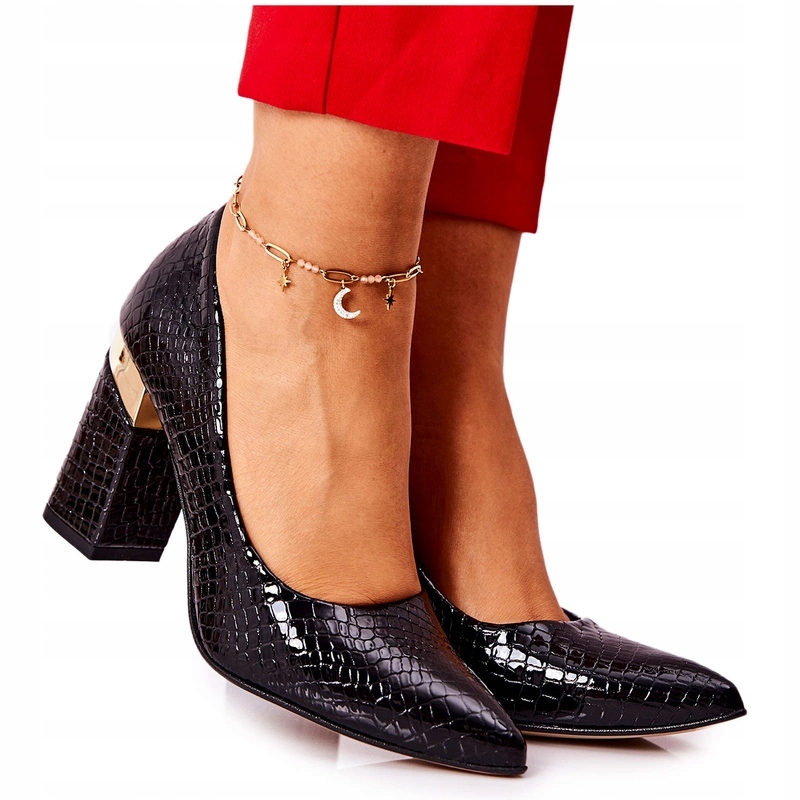 Kožené Lodičky Lewski Hadí 3117 Černé 36