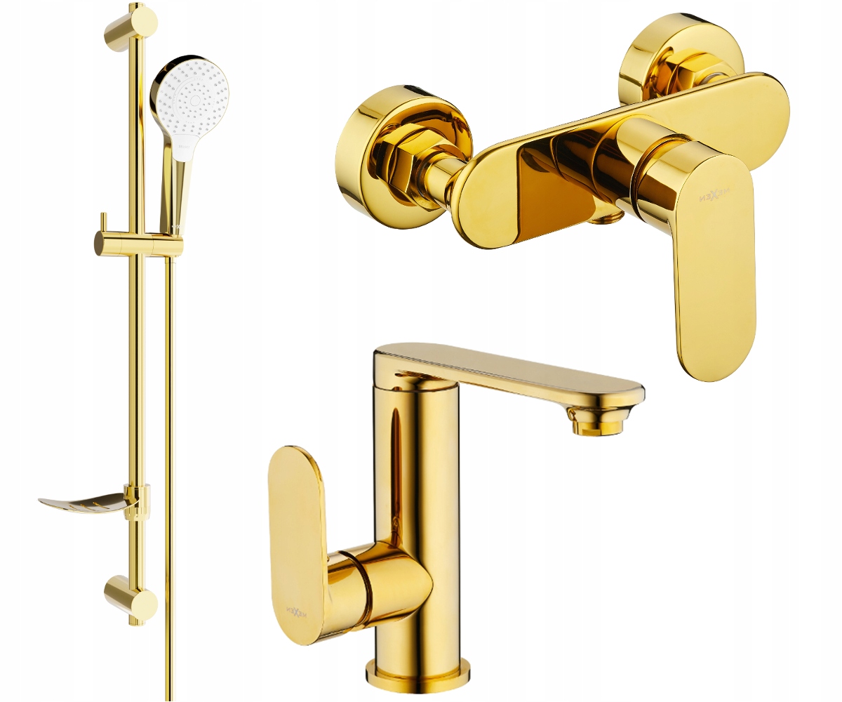 Mexen Milo DF05 Zlatá sprchová souprava s keramickou hlavicí