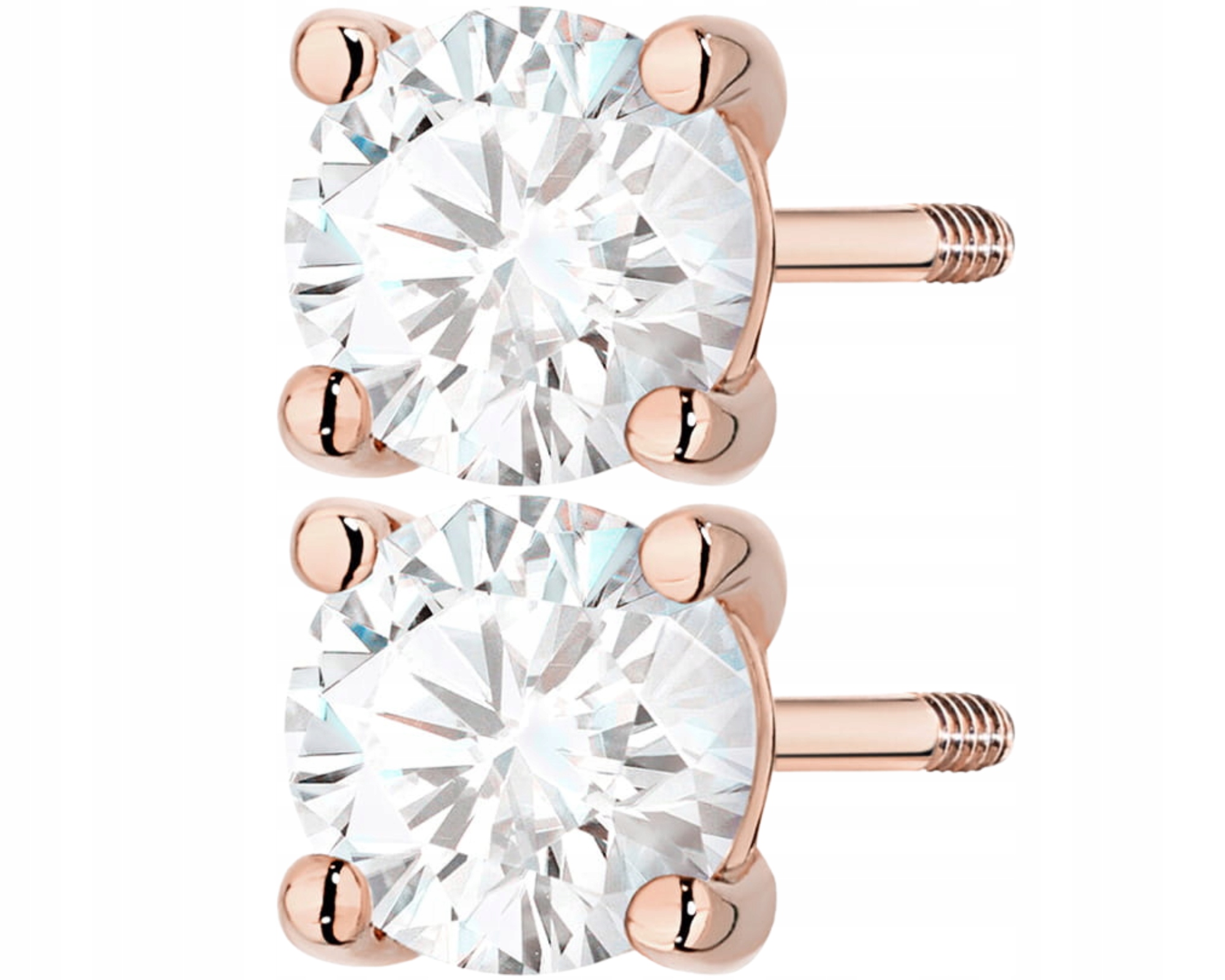Růžové Zlato Náušnice Diamanty Brilianty Šroubovací Tyčinky Zlato 585