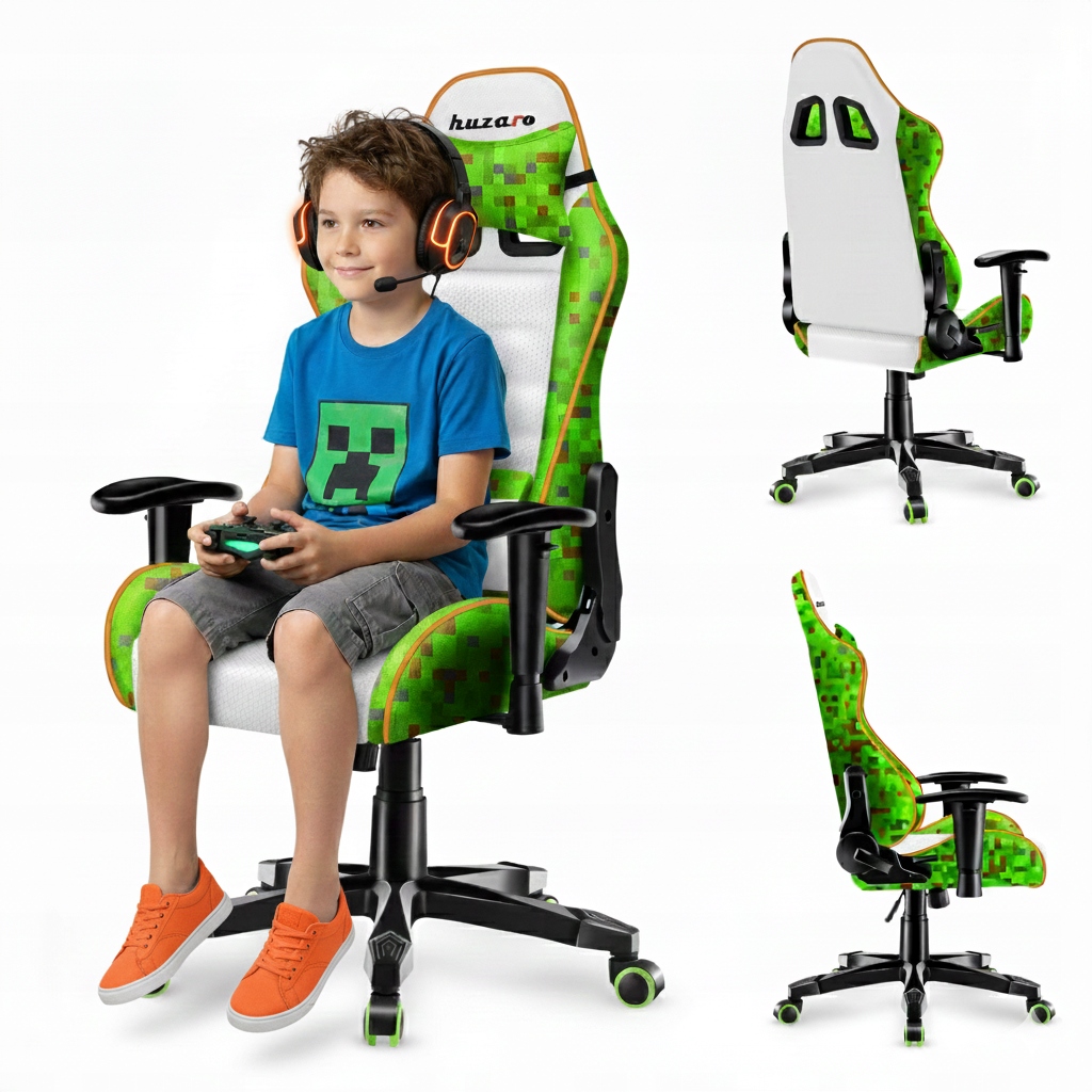 Fotel gamingowy Huzaro pixel obrotowy kubełkowy do biurka dla dzieci