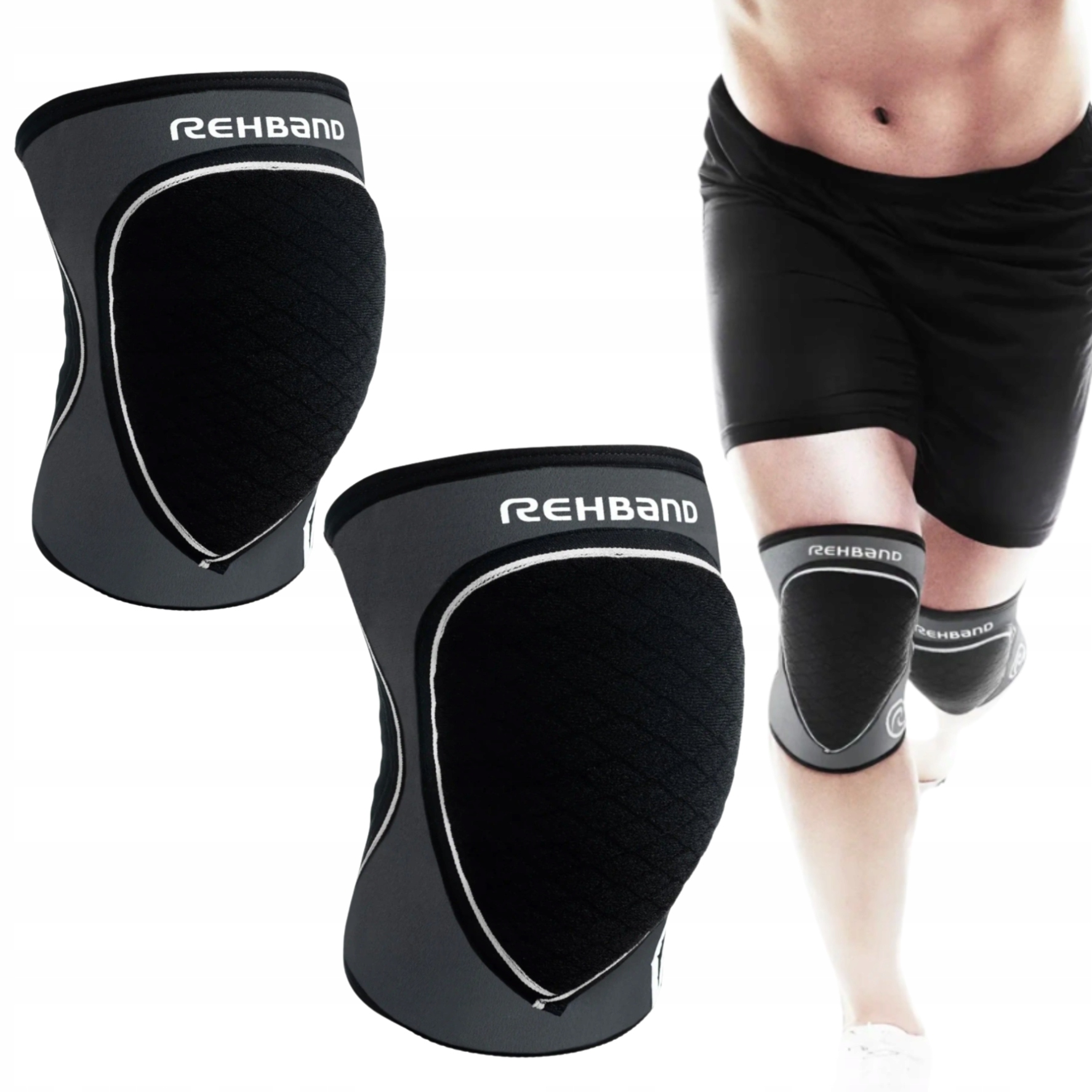 Kompresní stabilizátor kolena Rehband Prn Šedý 5mm Set 2 ks vel. M
