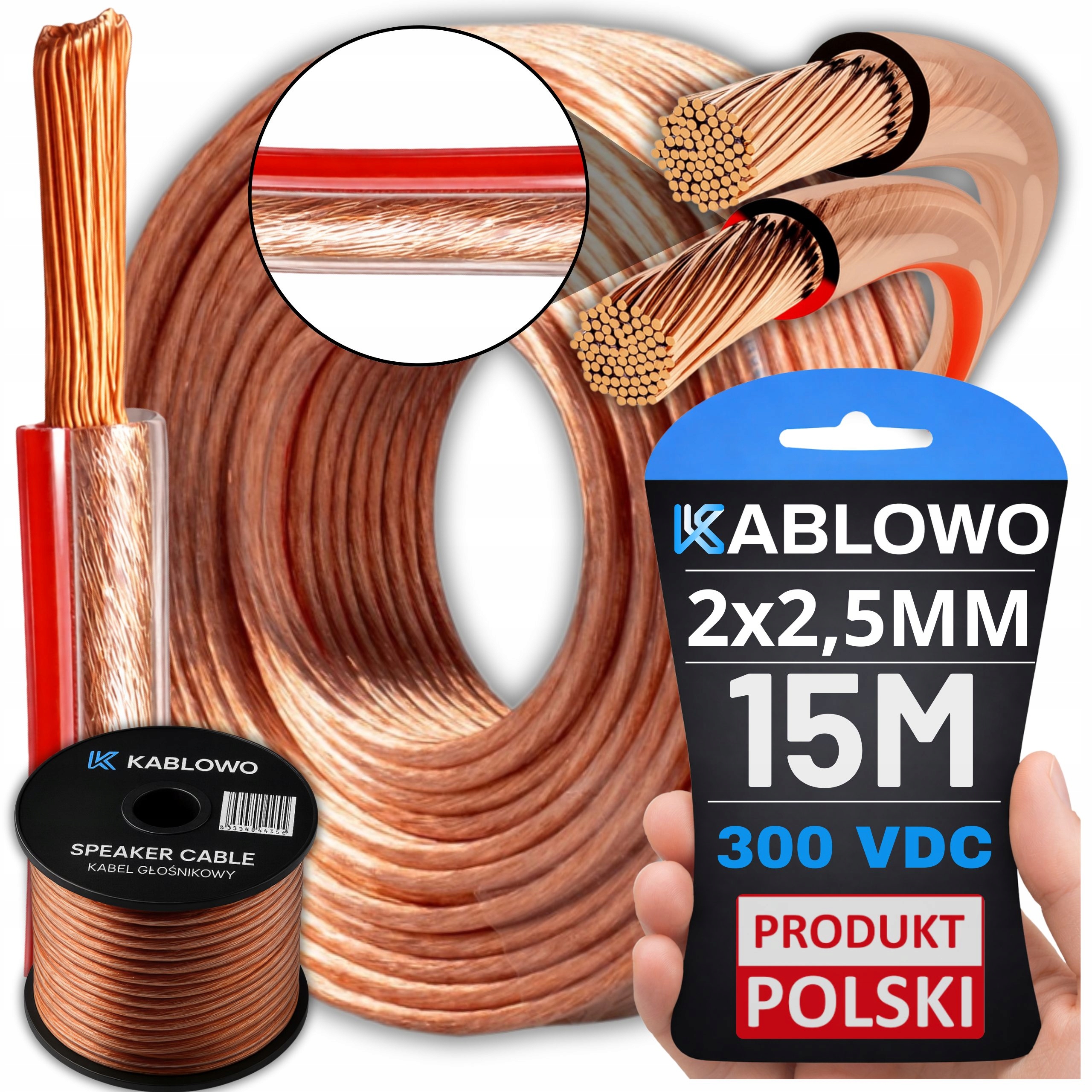 Reproduktorový Kabel Dvoužilový Audio Kabel Hq Ofc Cu 2x2,5MM Kabelově 15M