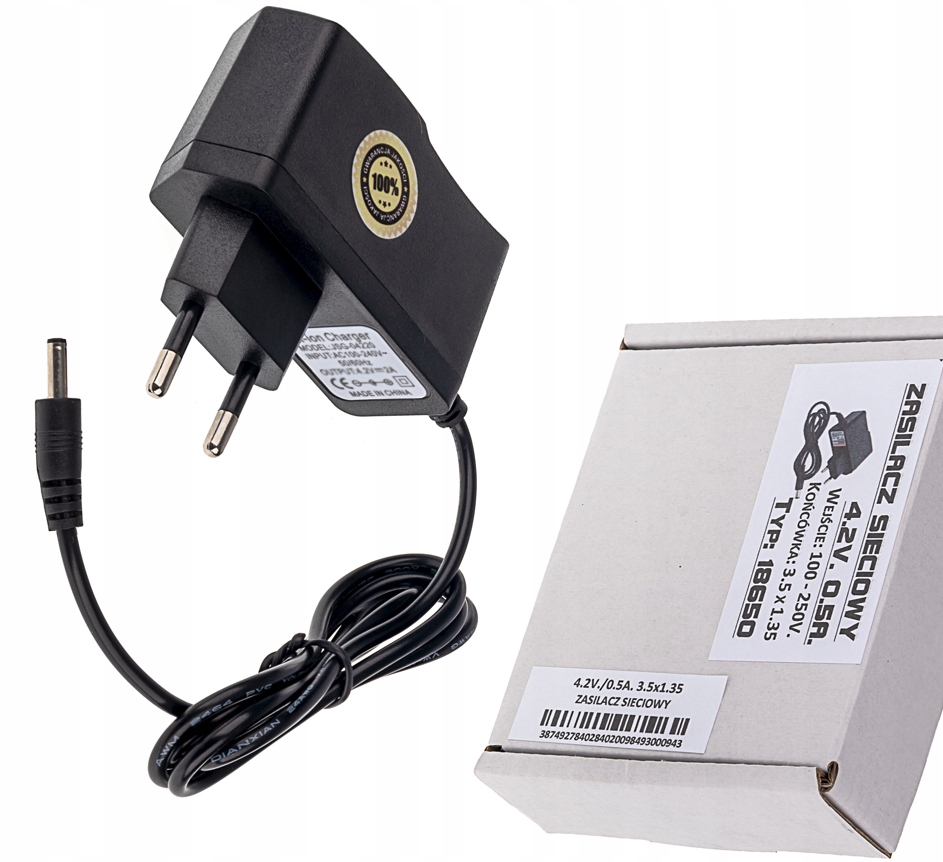 

Ładowarka Sieciowa Zasilacz 4.2V 0.5A (3.5x1.35)