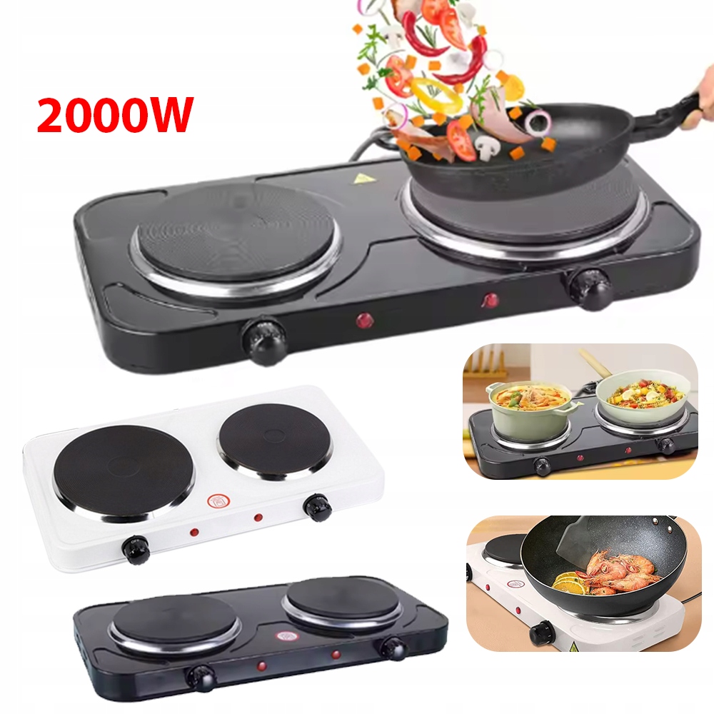 Kuchenka Elektryczna Dwupalnikowa Płyta Grzewcza Na Prąd Przenośna 2000W
