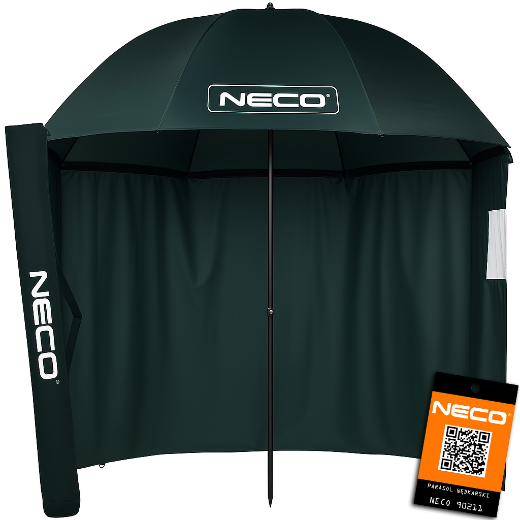 Parasol Namiot Wędkarski Wodoszczelny Duży Z Osłoną 220CM Neco Zielony
