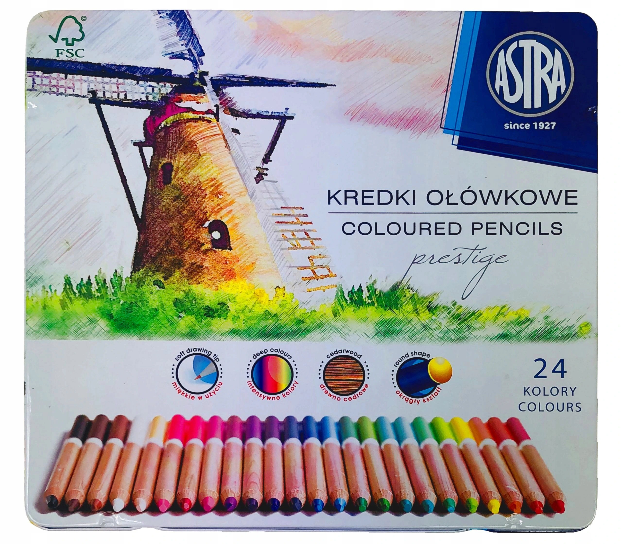 

Kredki Ołówkowe 24 Kol W Metalowym Pudełku Astra