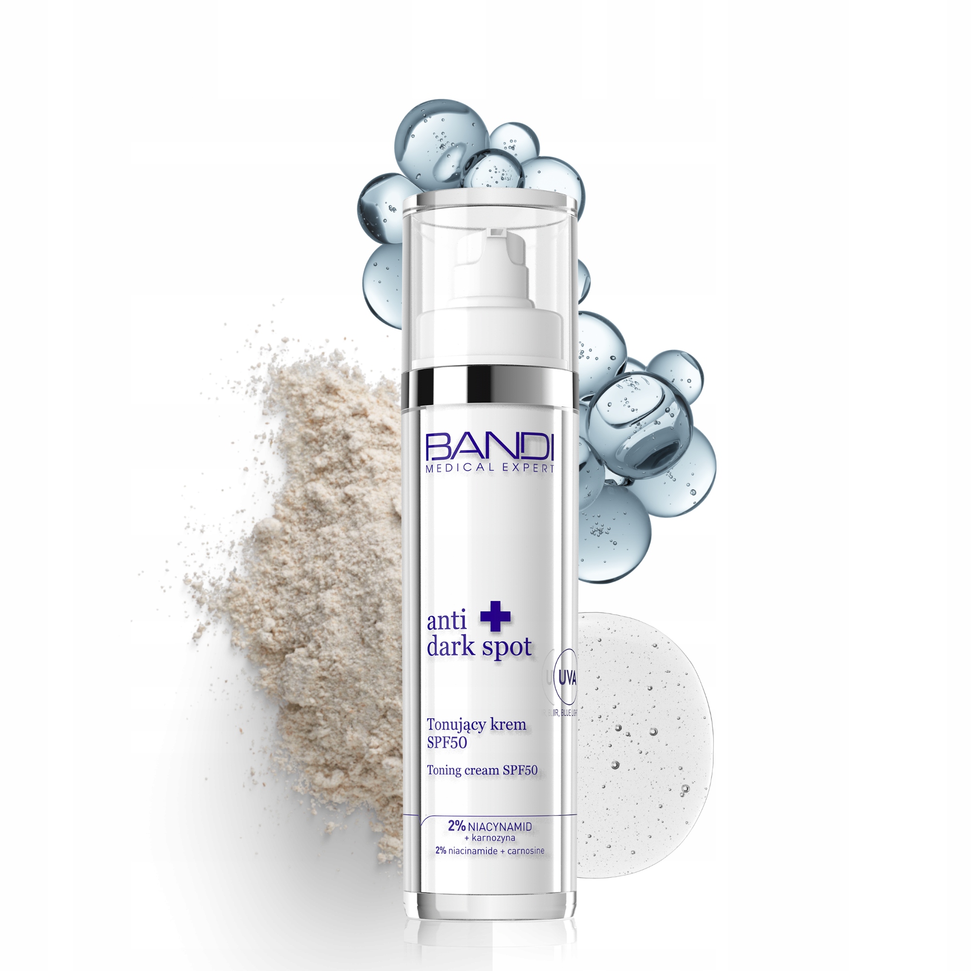 Tonujący krem do twarzy Spf 50 Bandi ochrona Uv, 50ml