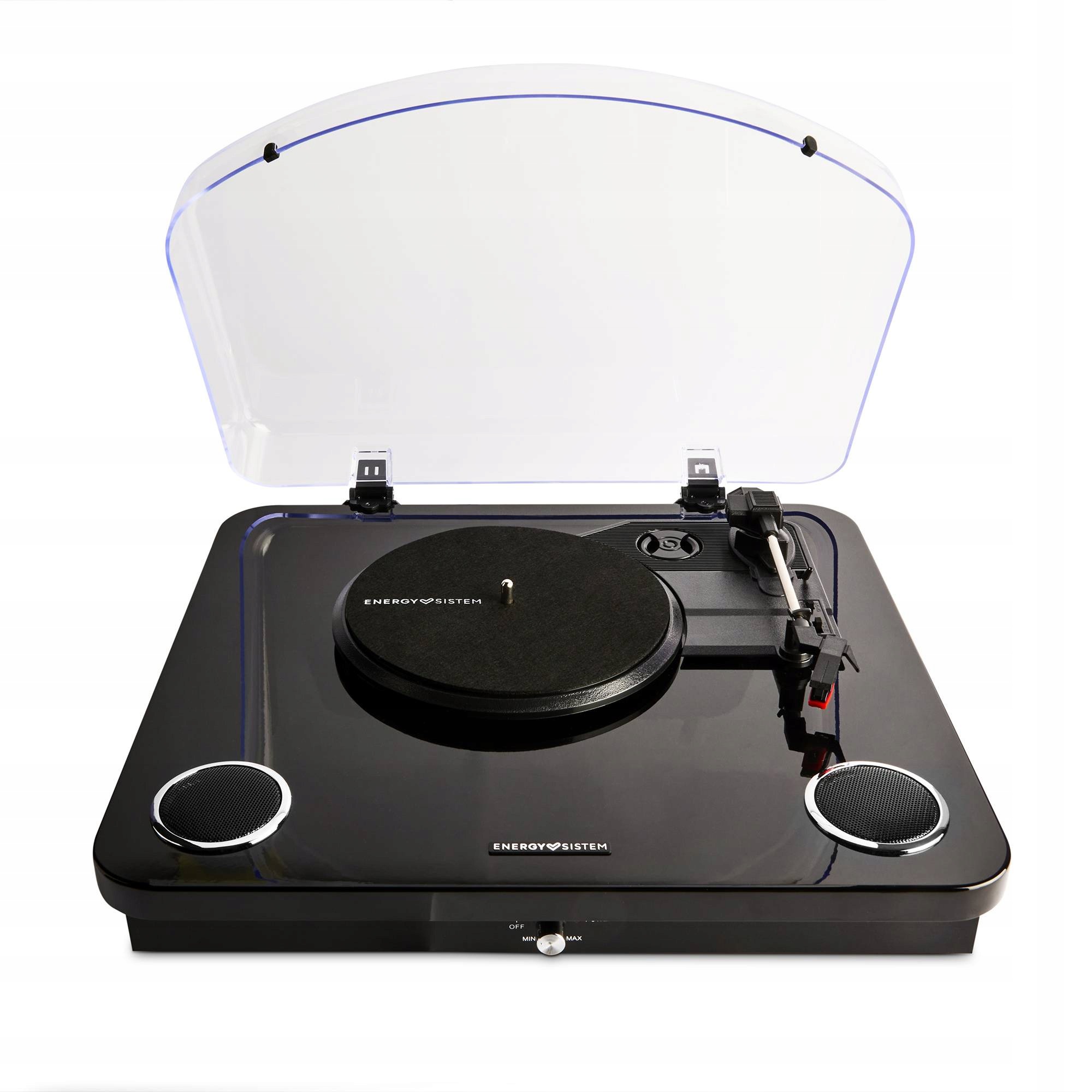 Čierny retro bluetooth gramofón Energy Sistem BlackSpin s reproduktormi