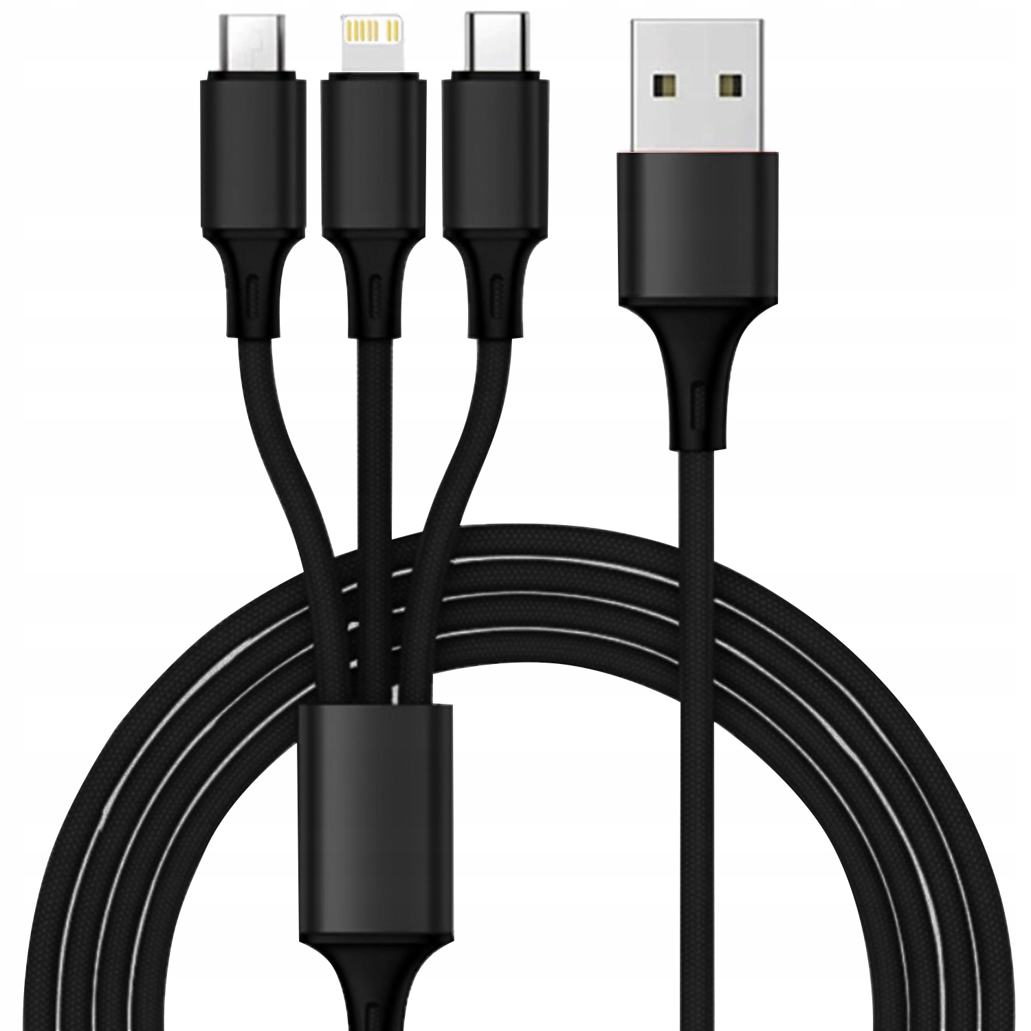 KABEL USB 3W1 DO Ładowarka LIGHTNING MICRO USB USB-C QC