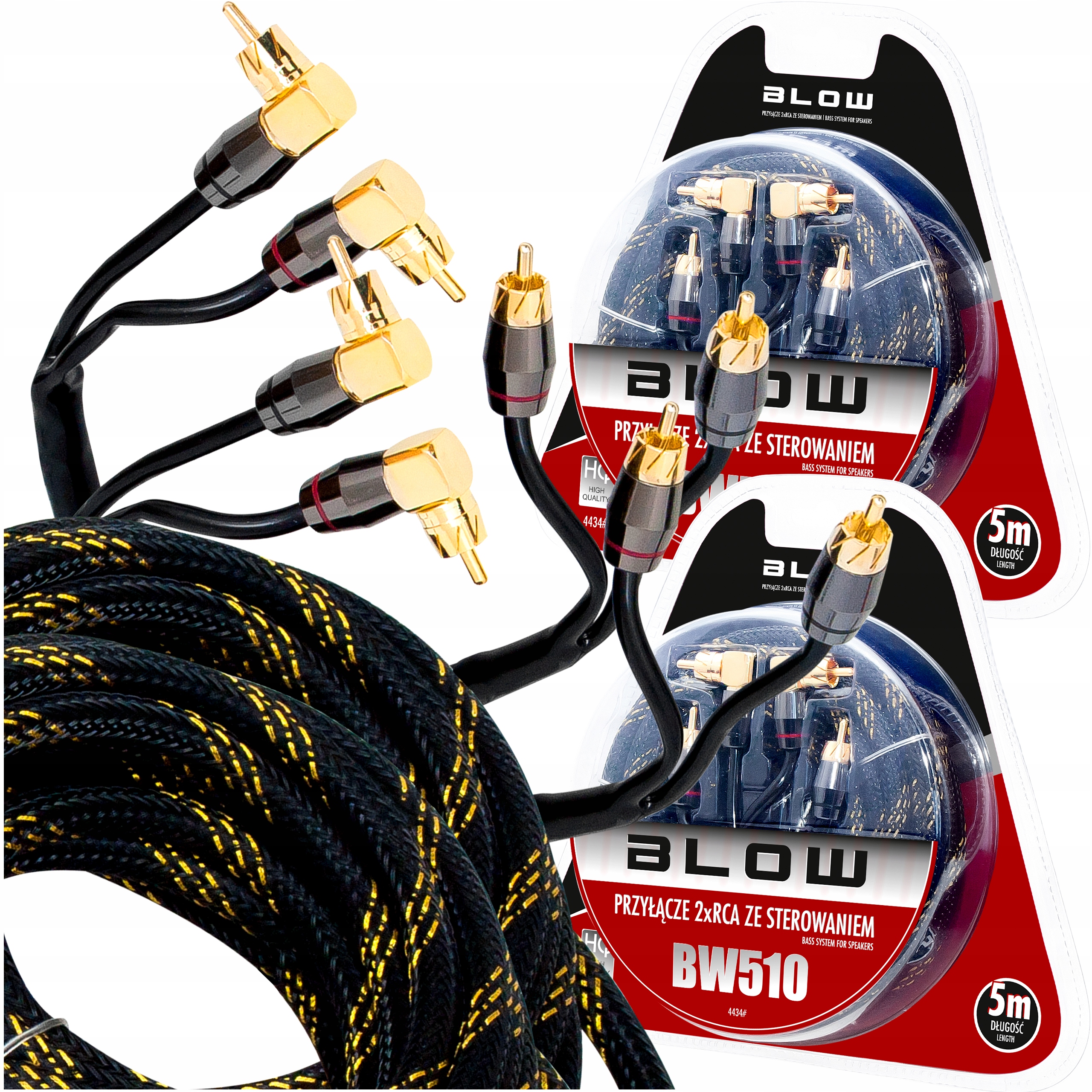 2 Ks Kábel 2X Rca Cinch Audio Zosilňovač Hi-end Opletenie 5 M Prémiový