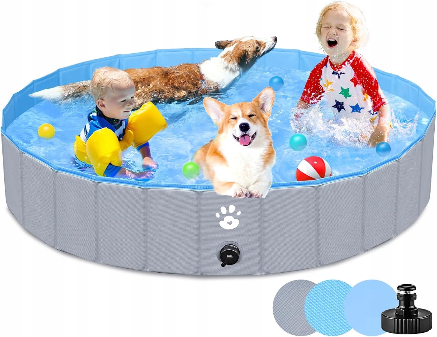 Skládací Bazén Pro Psy 60 X 20 S Vypouštěcím Ventilem, Protiskluzový
