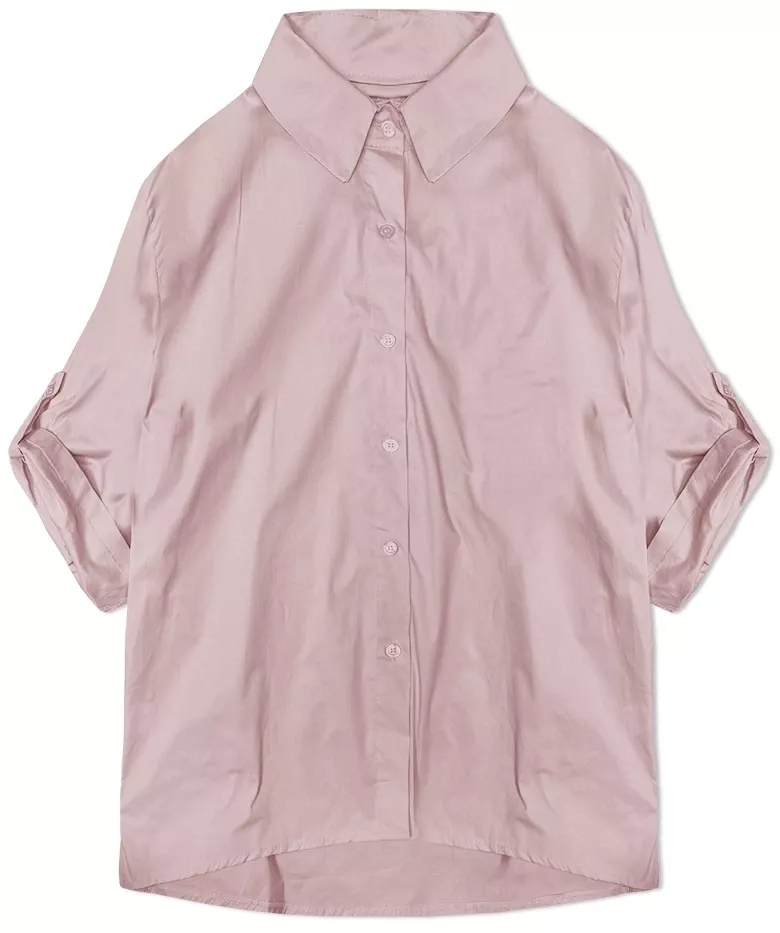 Košile S Vyhrnutým Rukávem 24018 Růžová Univerzální