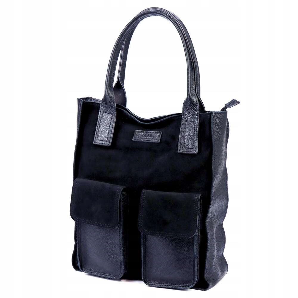 Dámská kabelka shopper kožená tmavě modrá pojme A4 Angelo