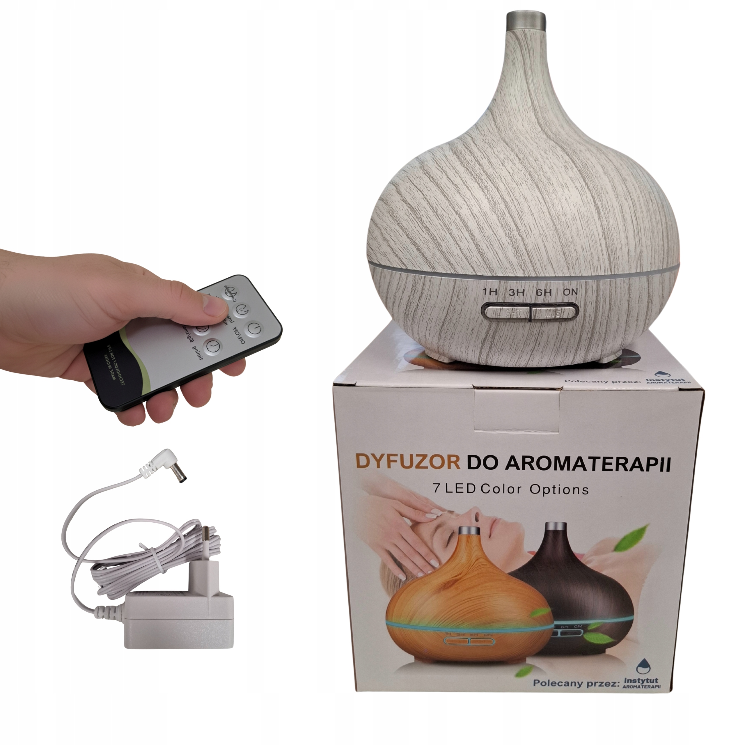 Dyfuzor Aroma Cebulka Biała z pilotem ultradźwiękowy do olejków eterycznych