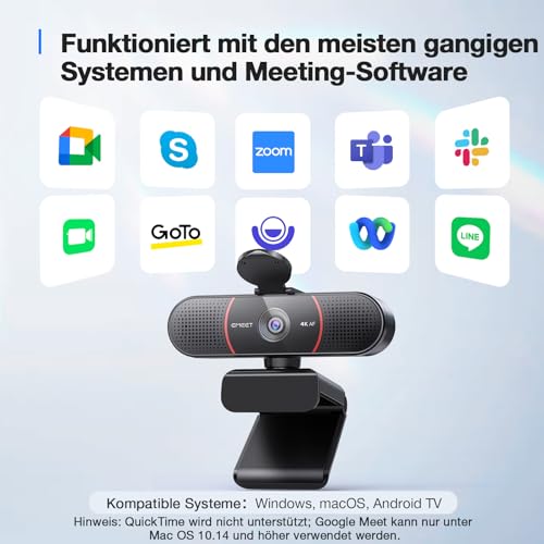 EMEET Kamera 4K UHD z Osłoną Obiektywu i Podwójnym Mikrofonem USB — miniatura 9