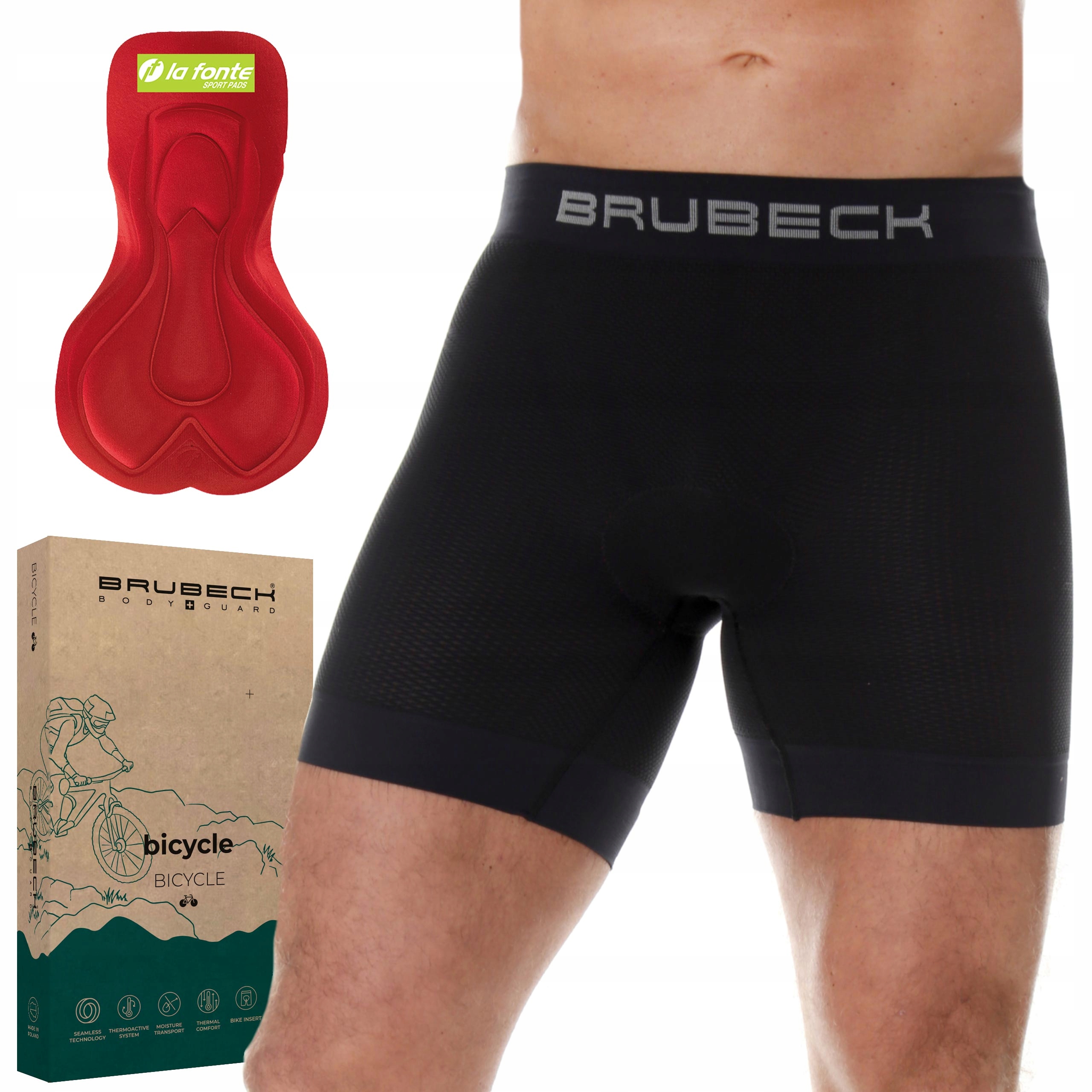 Oddychające Bokserki Rowerowe Męskie Majtki z Wkładką Kolarskie Brubeck -L