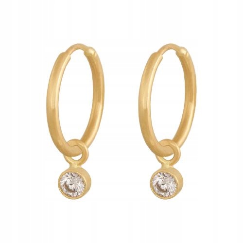 Zlaté náušnice 585 kolečka s bílou zirkonií v elegantním provedení jako dárek 14k