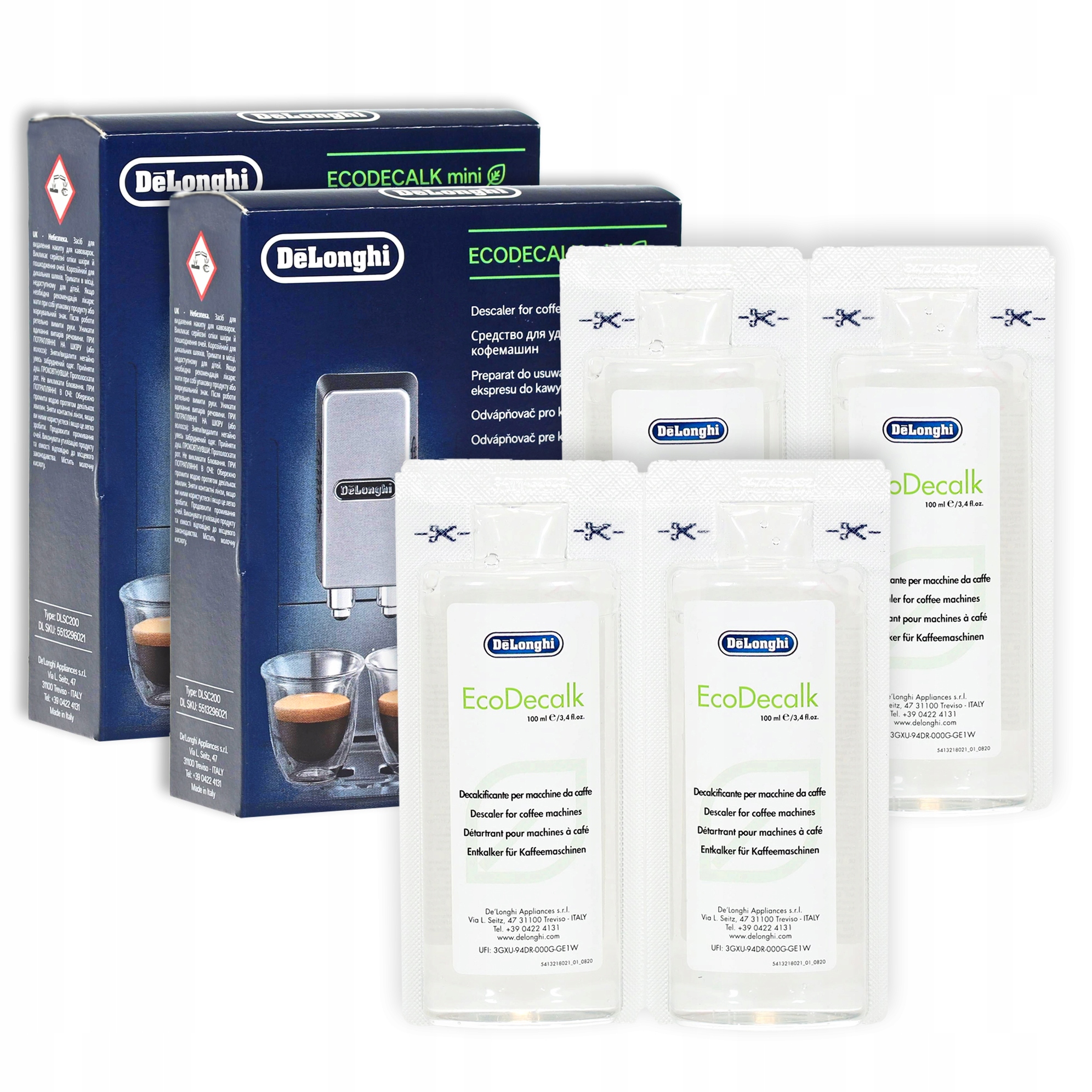 Levně Odvápňovač Kávovarů Delonghi Ecodecalk 4X100ML