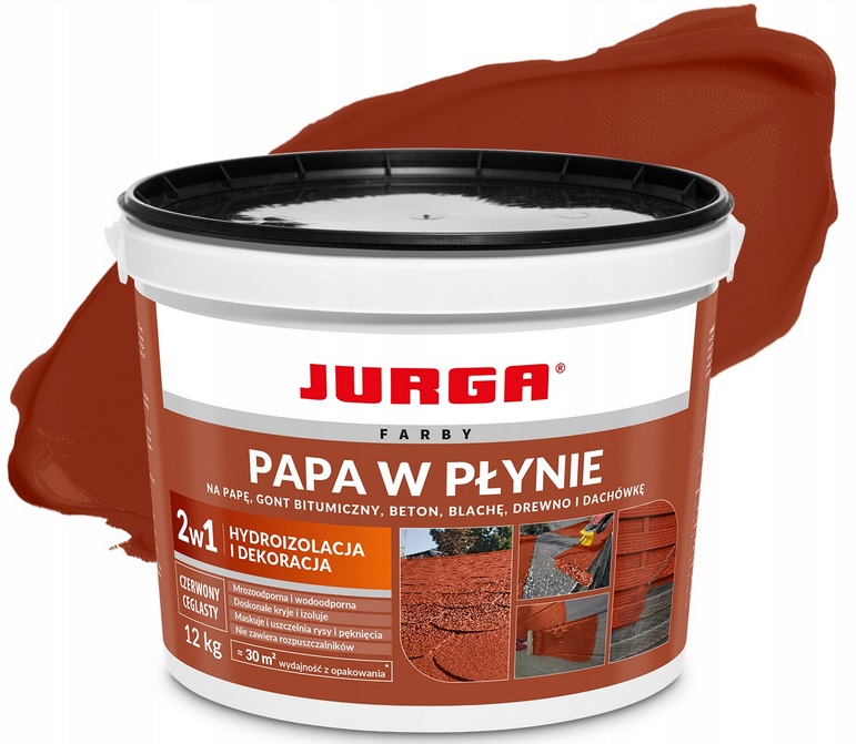 Jurga Papa W Płynie Farba Na Dach Wodoodporna Czerwony Ceglasty 12KG