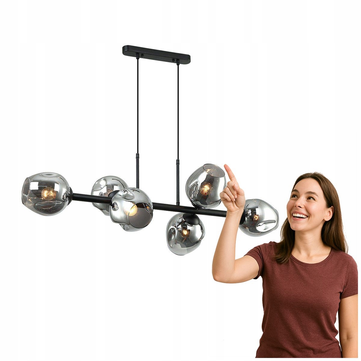 Závesná lampa čierna Borgo 6xE27 Moderná Italux