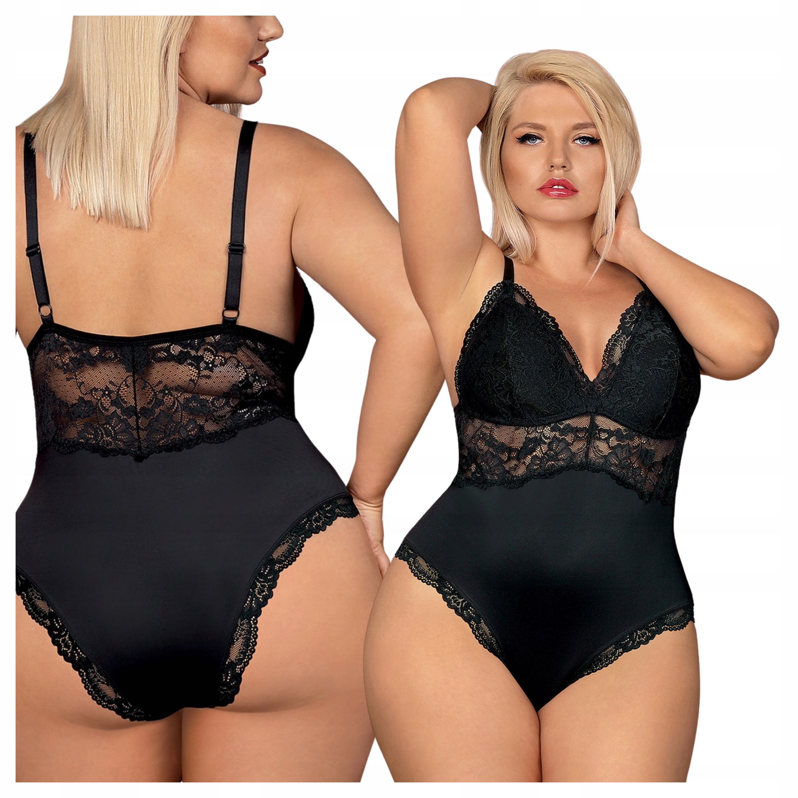Obsessive Krásný Body dekolt s krajkou jako Dárek Love 2XL 810-TED Černý