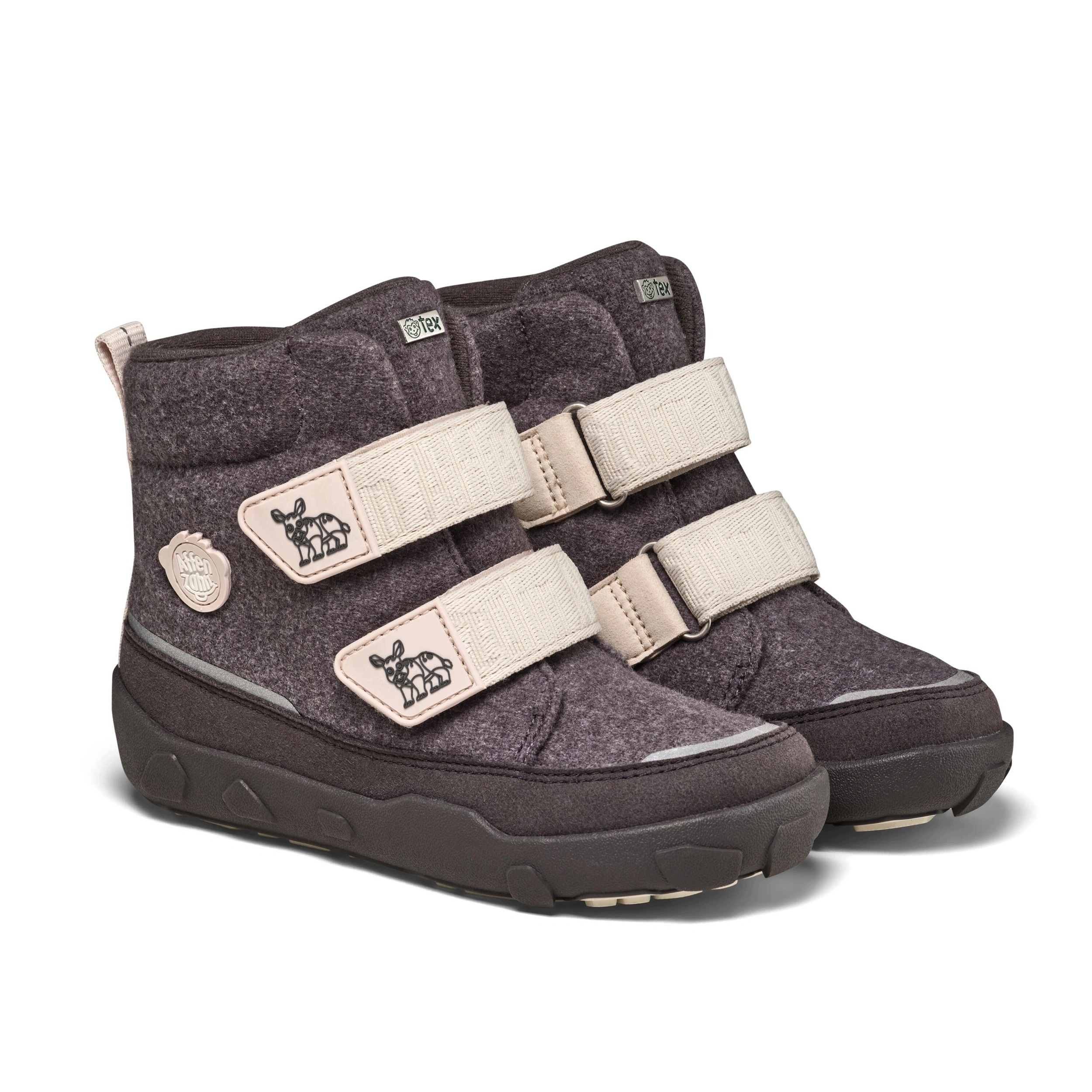 Buty dziecięce zimowe barefoot z wełną z recyklingu Affenzahn Comfy Rhino