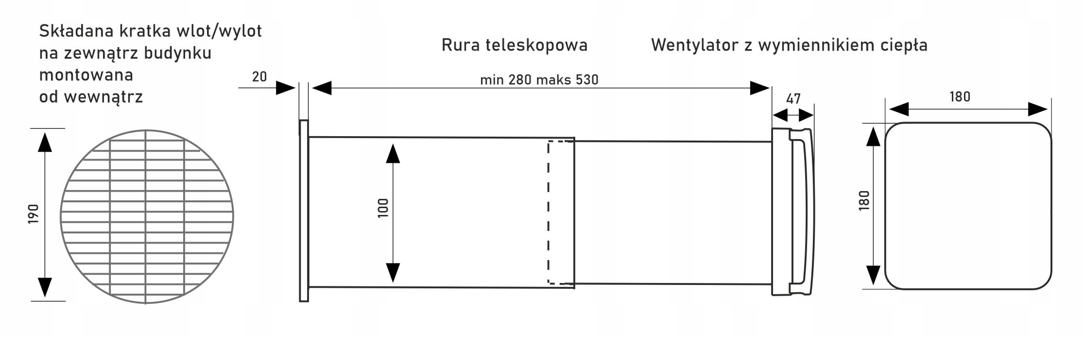 Rekuperator ścienny + pilot VANTUBO ECOCOMFORT 100 Zakres klas efektywności energetycznej A+ - G