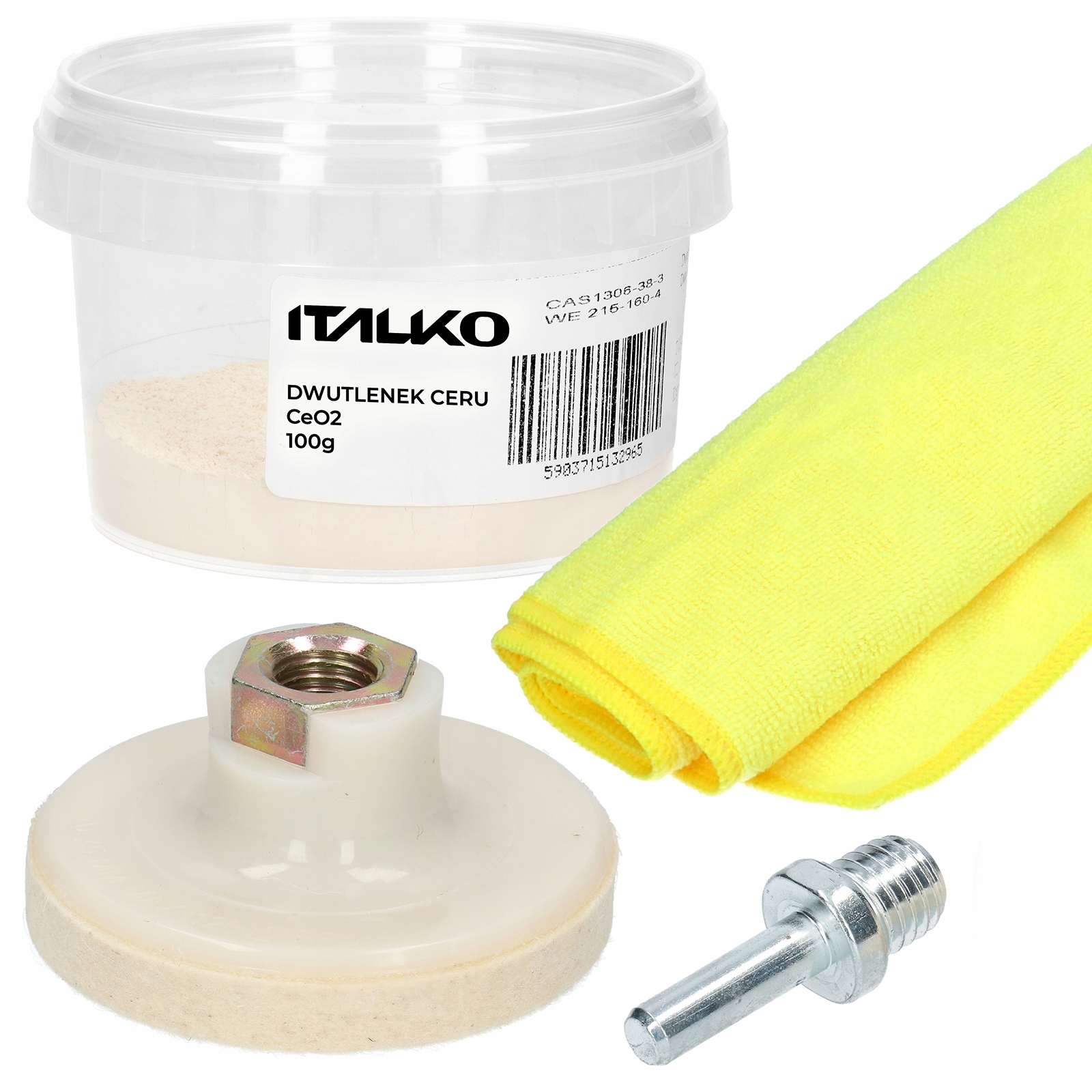 ZESTAW DO POLEROWANIA SZYB SZKŁA USUWANIA RYS TLENEK CERU 100G + FILC