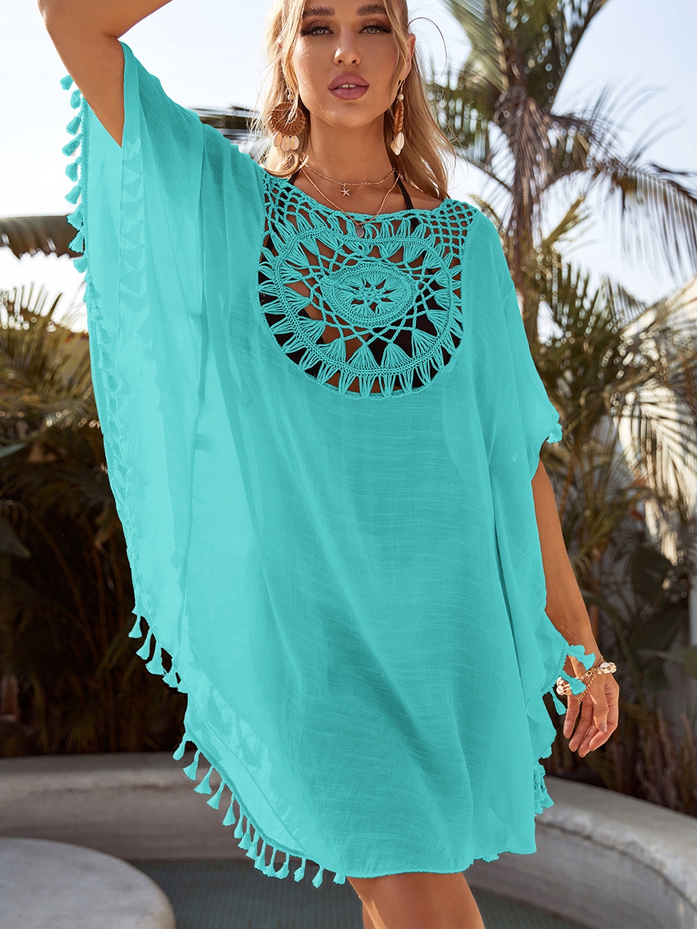 TUNIKA BOHO NA PLAŻĘ ZWIEWNA LUŹNA NARZUTKA PAREO Rodzaj inny