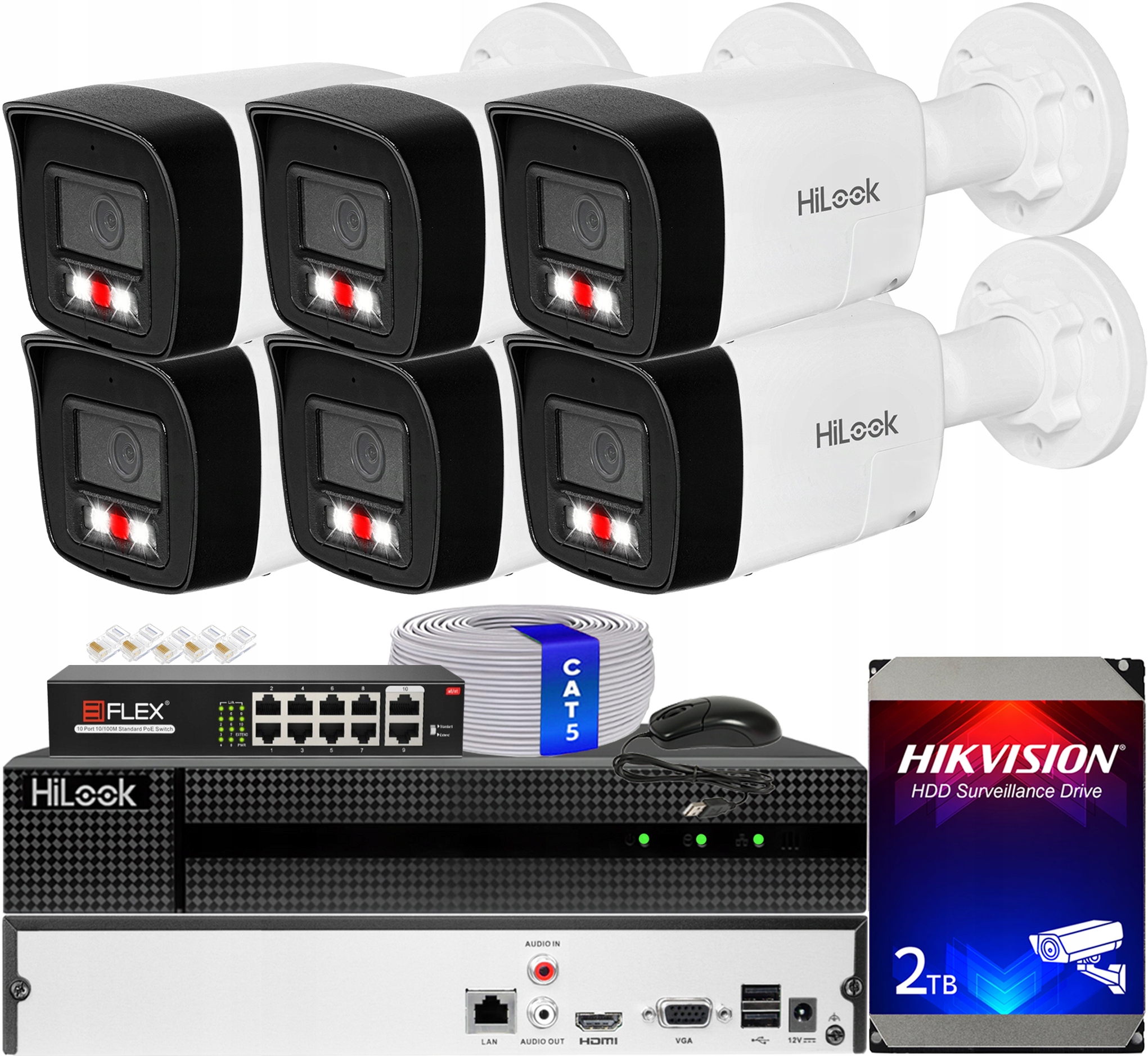Sada na monitorovanie Ip 6 kamier 4MPx IPC-B140HA-LUF/SL Live Guard PoE Audio